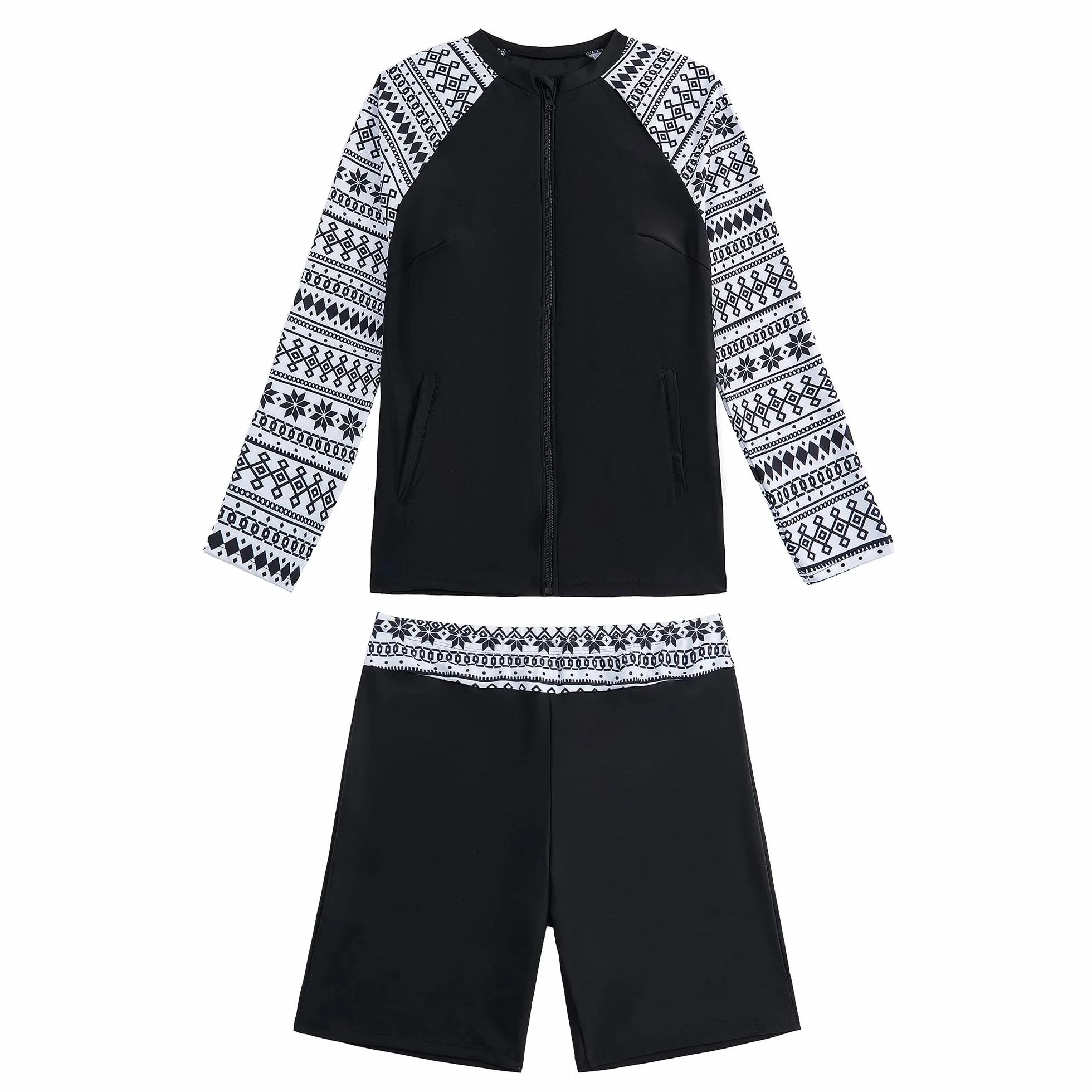 Owntop Damska koszulka kąpielowa z zamkiem błyskawicznym typu Rashguard, z wysokim stanem, szybkoschnąca koszulka kąpielowa UPF 50+, do pływania, surfowania
