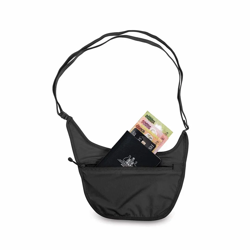 Pacsafe Unisex-Adult Coversafe S80 etui na ciało akcesoria podróżne - schowek na szyję (1 opakowanie), Czarny, 20 cm, Płócienna i plażowa torba na ramię