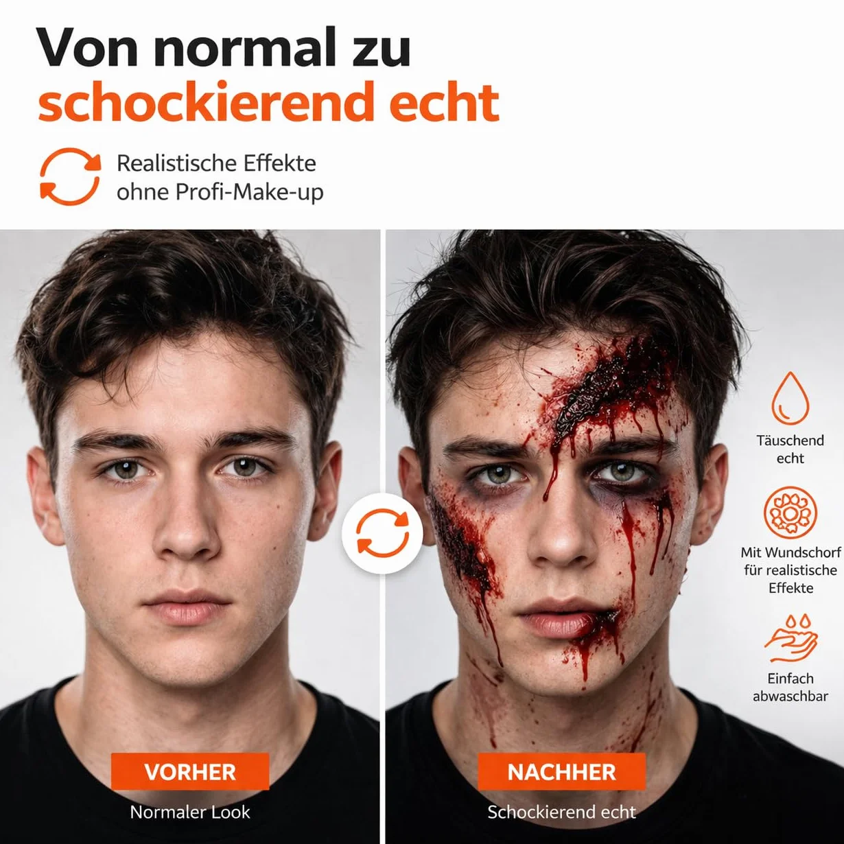 15 ml krwi ze skorupą – zmywalna i zwodniczo prawdziwa - sztuczna krew do makijażu - fałszywa krew do przebrania – Halloween & Karnawał