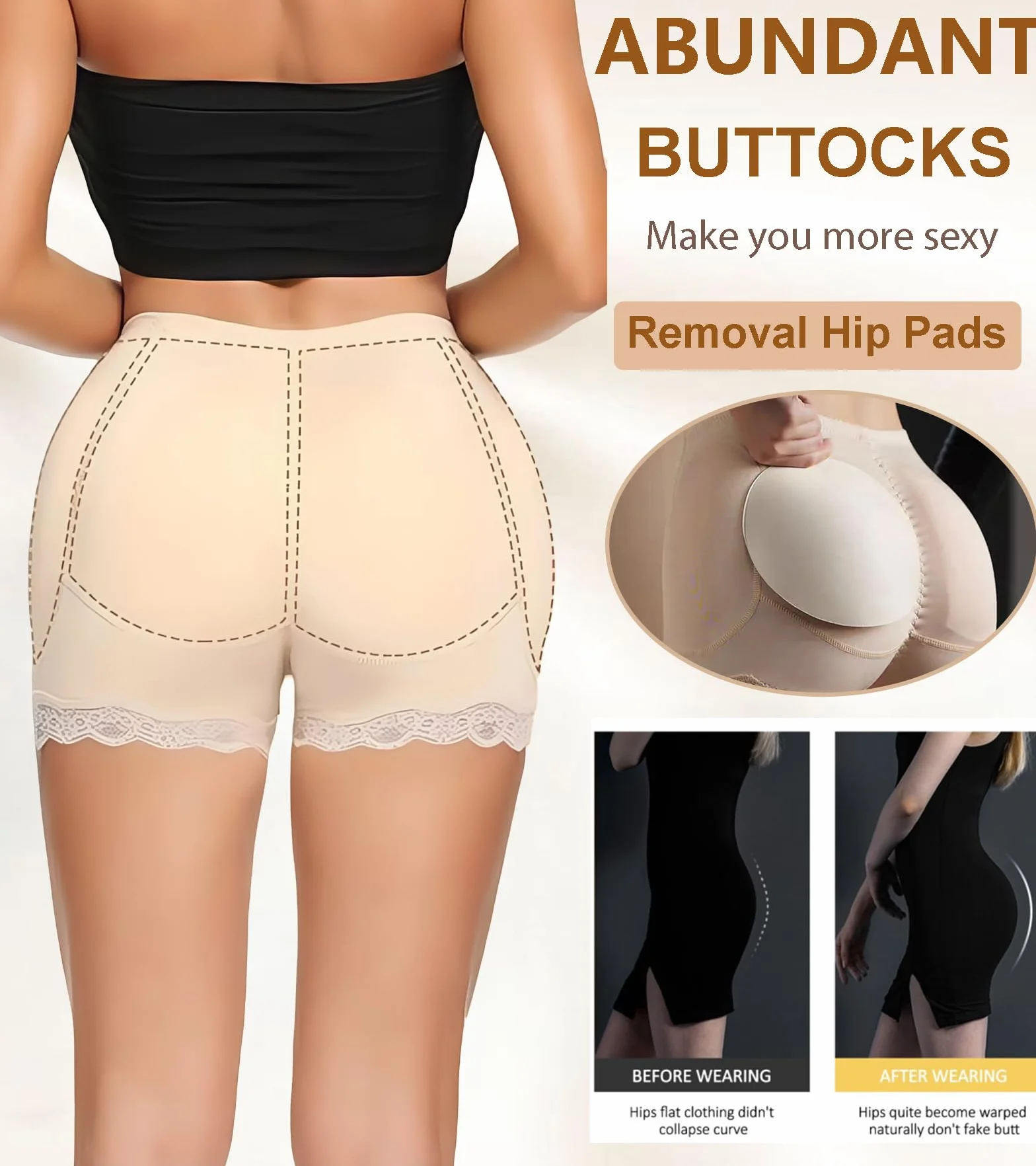 Wyściełane majtki damskie majtki pośladki majtki push up butt lifter body shaper Invisible Perfect Butt Shaper Panty wyściełane majtki modelujące majtki z wyjmowanymi wyściełanymi