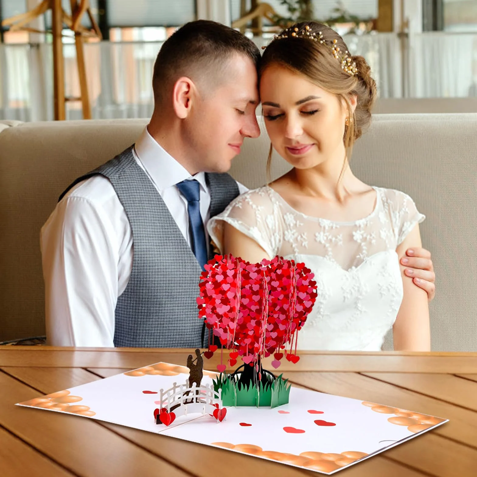 HENGBIRD Kartka urodzinowa 3D z motywem drzewa miłosnego, dla par, na Walentynki, rocznicę, wyznanie miłości dla dziewczyny, chłopaka, kartka urodzinowa, rocznica ślubu, rocznica