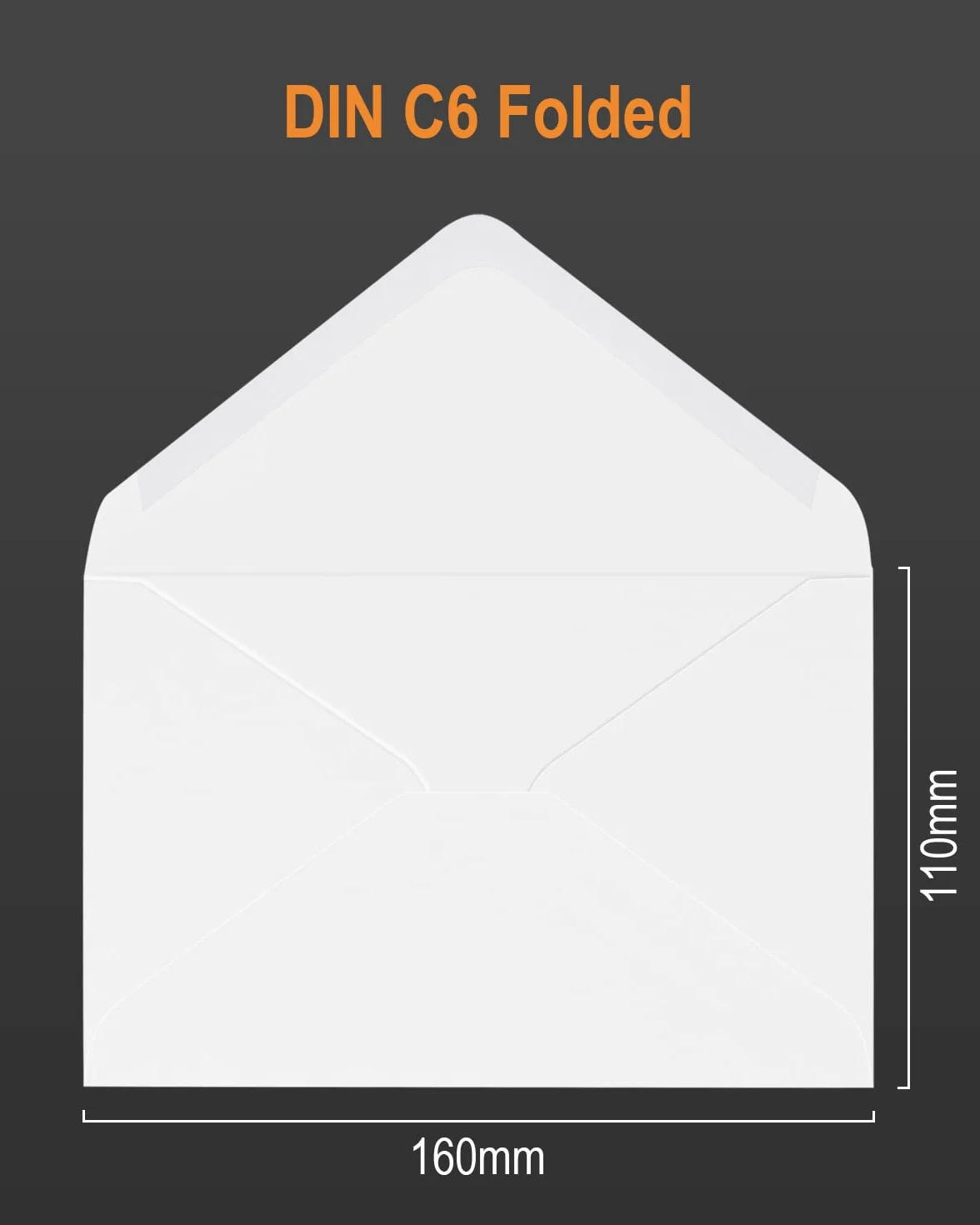 Koperty 100 sztuk, DIN C6, 11,4 x 16,2 cm, 130 g/m², koperty, na kartki z życzeniami, zaproszenia, kartki urodzinowe, klejenie na mokro, spiczasta klapka, koperty (czysta biel)