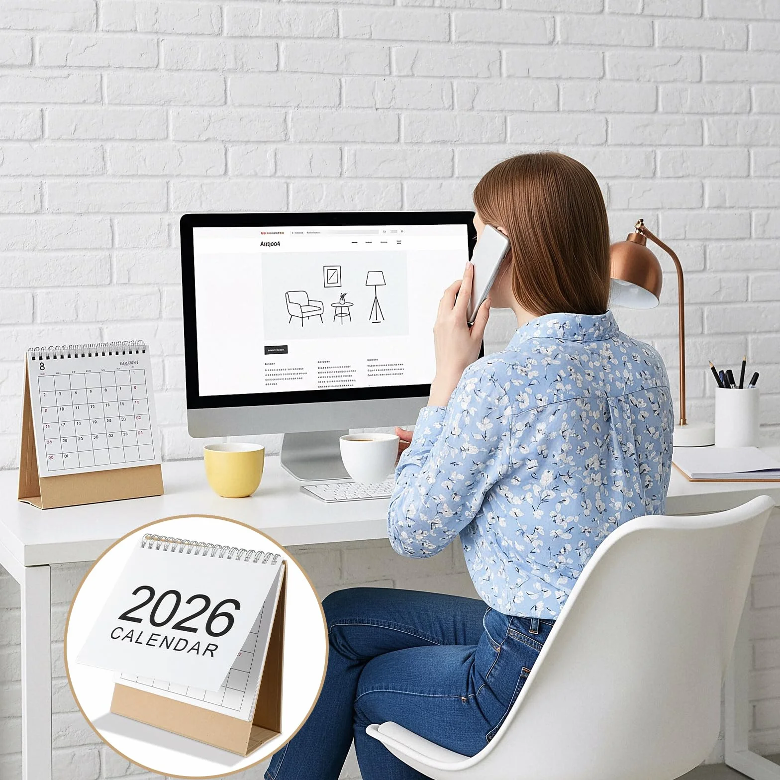 Nogeqi Mini kalendarz na rok 2026, mały kalendarz stołowy 2025-2026, mały kalendarz stołowy do domu lub biura, planer rodzinny (prosty od września 2025 do grudnia 2026)
