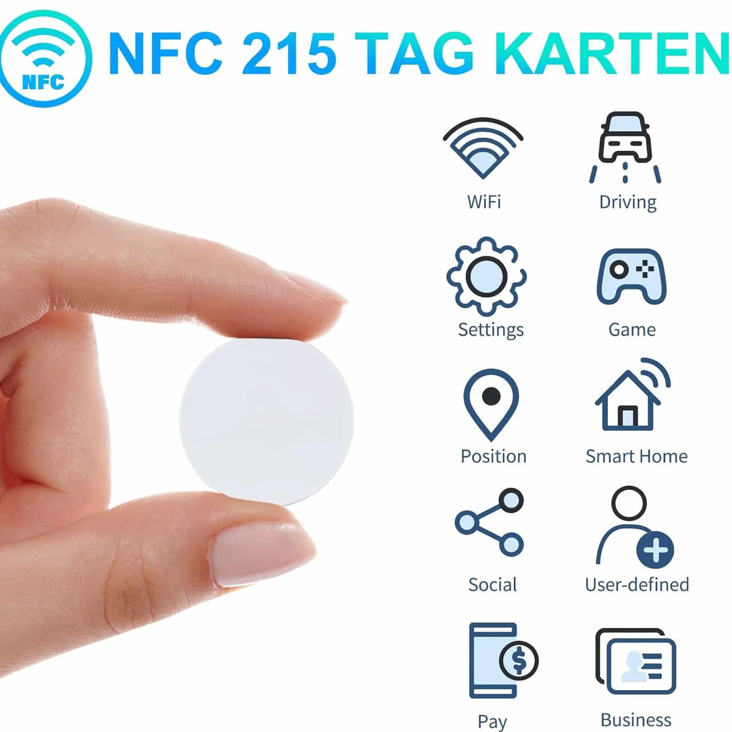 30 sztuknfc Tag 25 mm 540 bajtów NTAG215 karty do wielokrotnego zapisu, puste naklejki z TagMo i Amiibo, okrągłe naklejki NFC