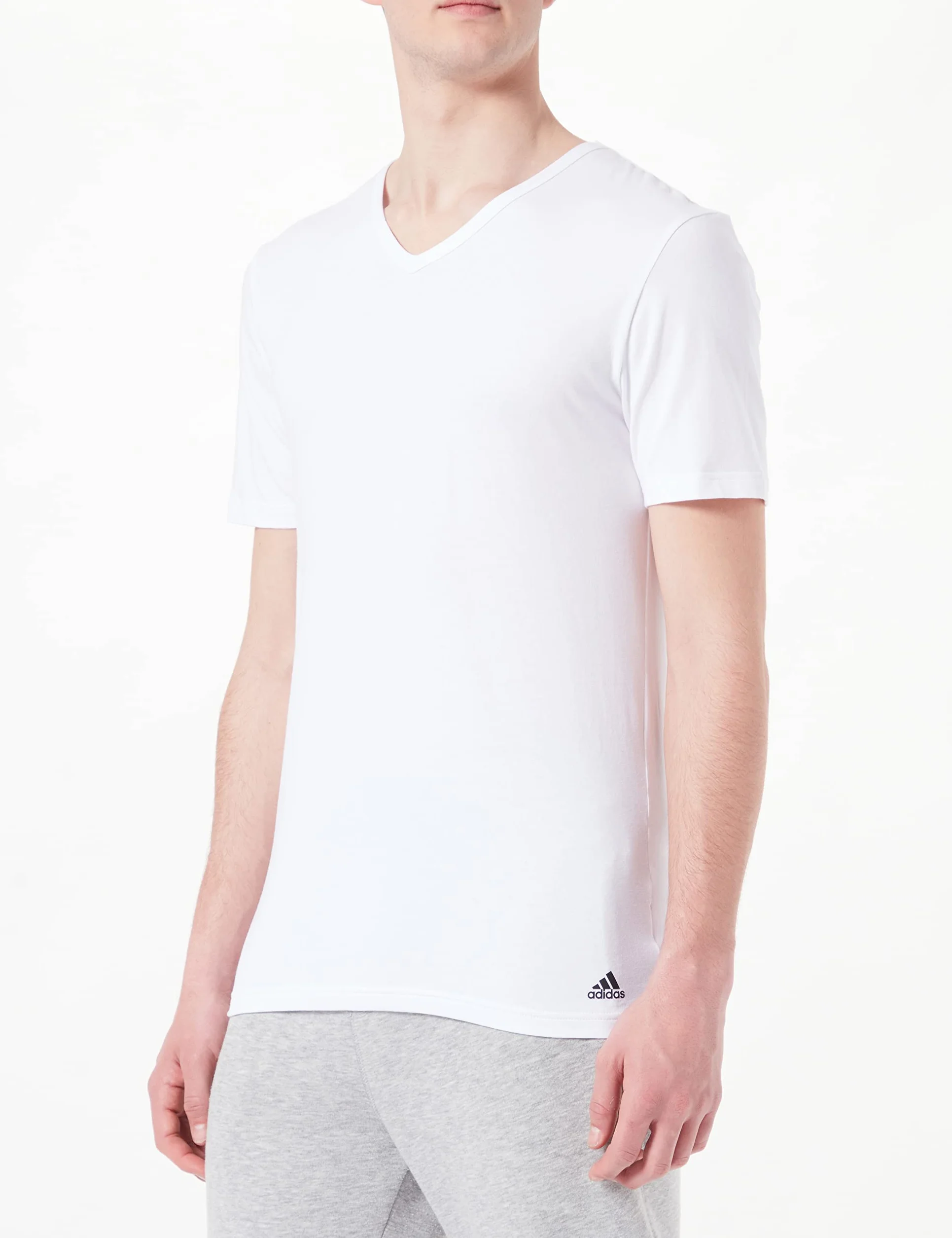 Adidas Sports Underwea Męskie Koszulki, Multipak V-Neck T, 2 Sztuki, Koszulka Bazelayer, Biała, L