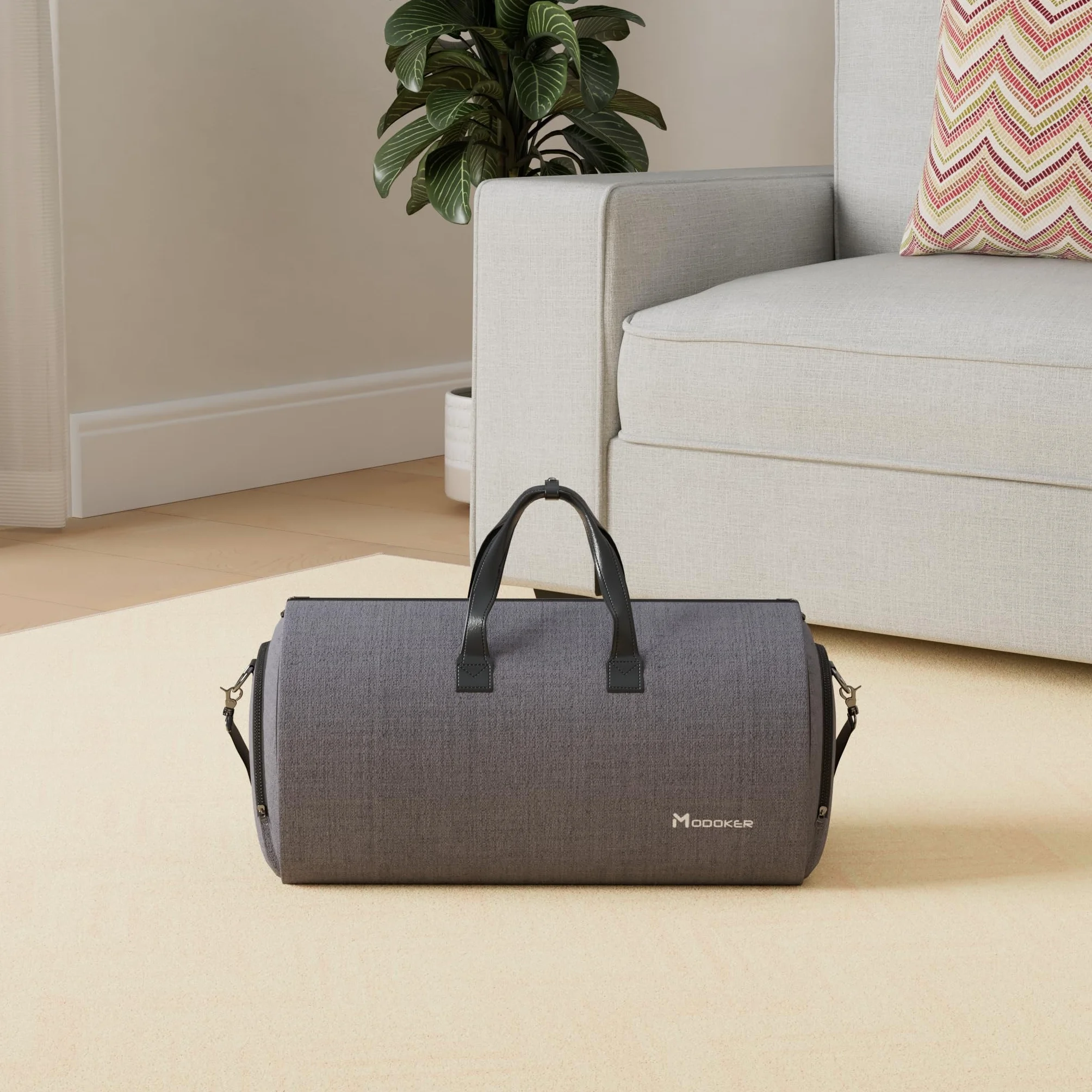 Torba na ubrania z paskiem na ramię, Modoker torba sportowa dla mężczyzn i kobiet, 2 w 1, wisząca walizka, garnitur, torby podróżne, Czarny, 45L DUFFEL BAG, Miękki