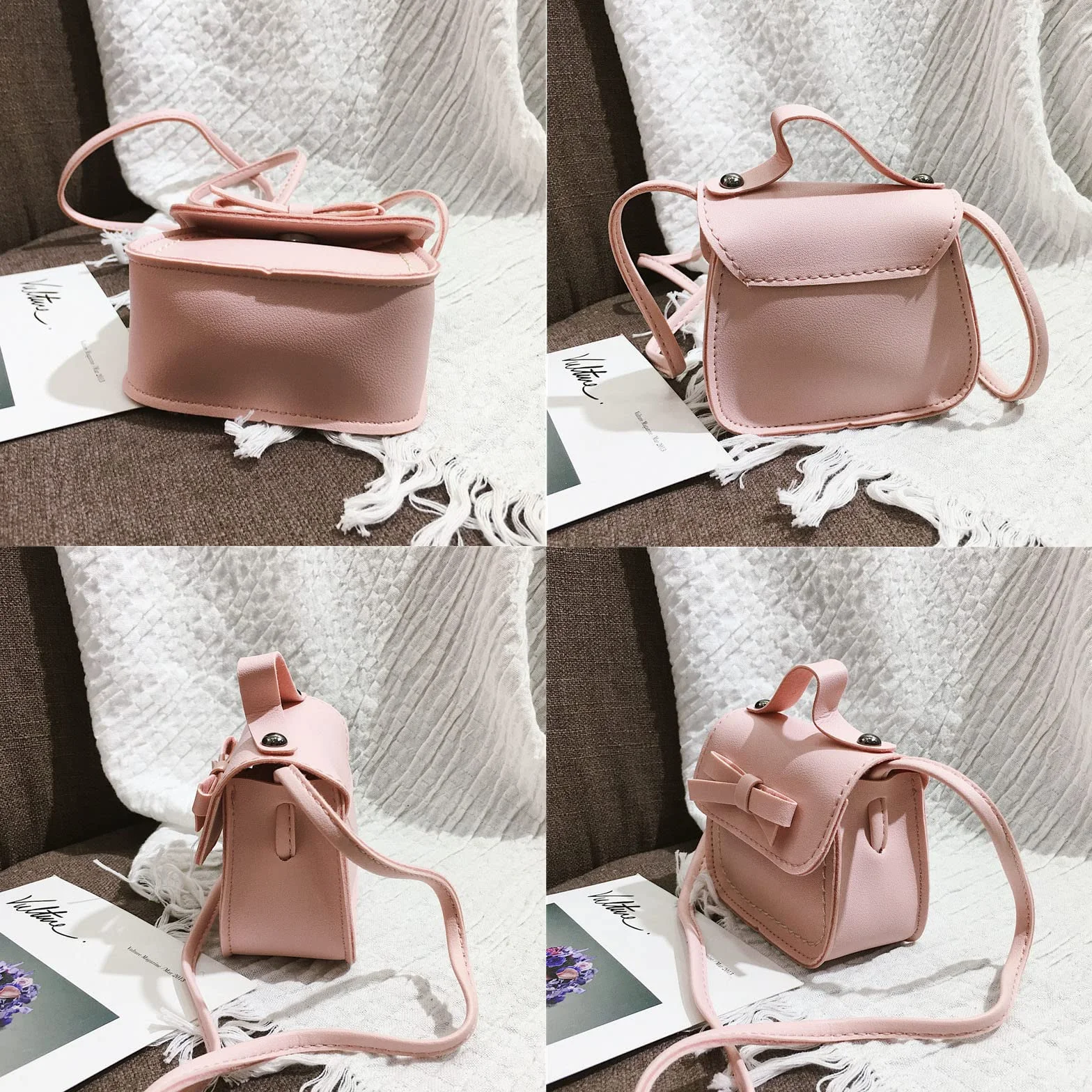 Kot CrossBody Messenger Bag, mini portmonetka na monety, torebka dziecięca z krawatem, dla dzieci w wieku 1-3 lat, na imprezę, zakupy, do fotografii, występów, Rosa, S
