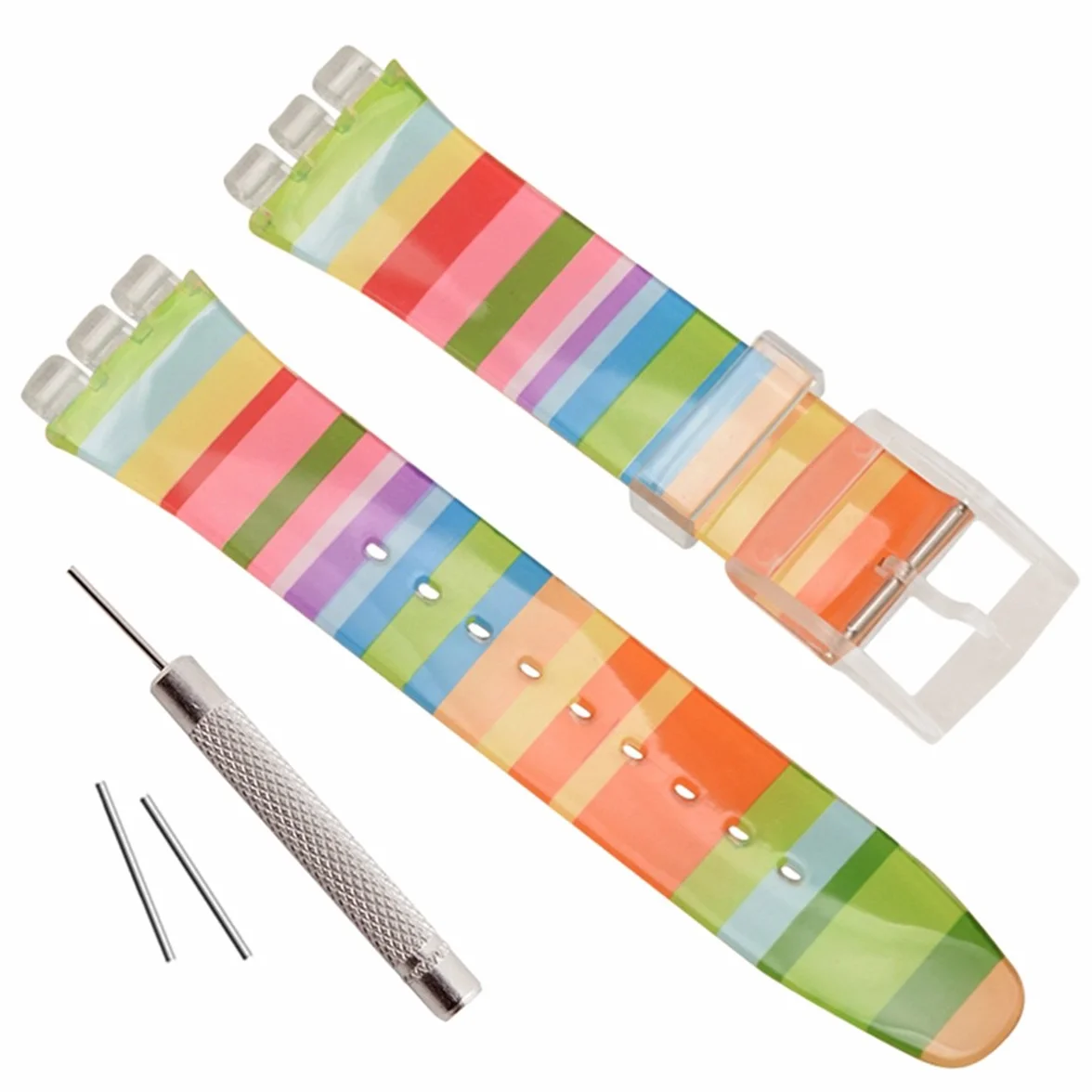 Zapasowy wodoodporny silikonowy gumowy pasek do zegarka Swatch (17 mm, 19 mm, 20 mm), 17 mm, opalizujący, pasek