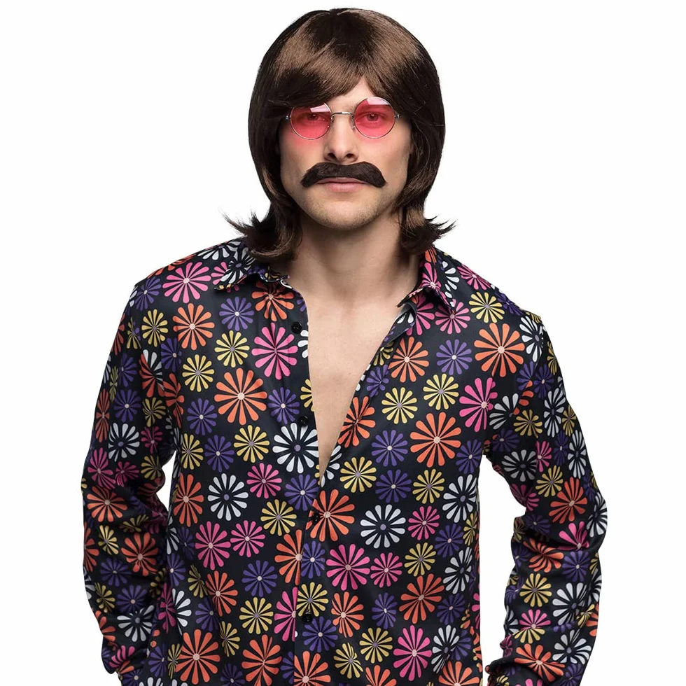 Boland - Flower Power Shirt, dla mężczyzn, koszula, top, dla dorosłych, w kwiaty, hawajska, hippie, lata 70-te, impreza tematyczna, karnawał, bal przebierańców, przebranie, kostium, fantazyjny strój
