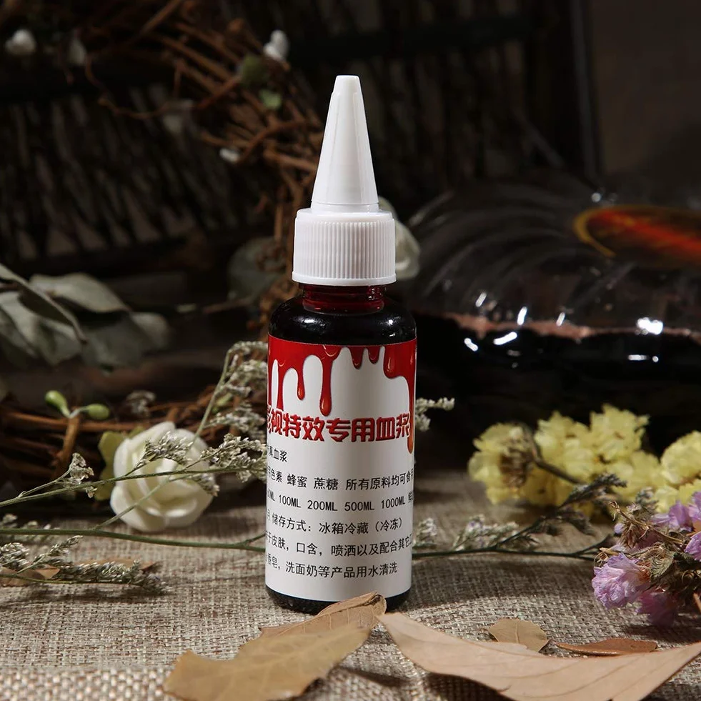 Halloween Party Faux Blood Realistyczne Zombie Fantasy Makijaż Sztuczna Krew do Teatru i Kostiumów (50 ml)
