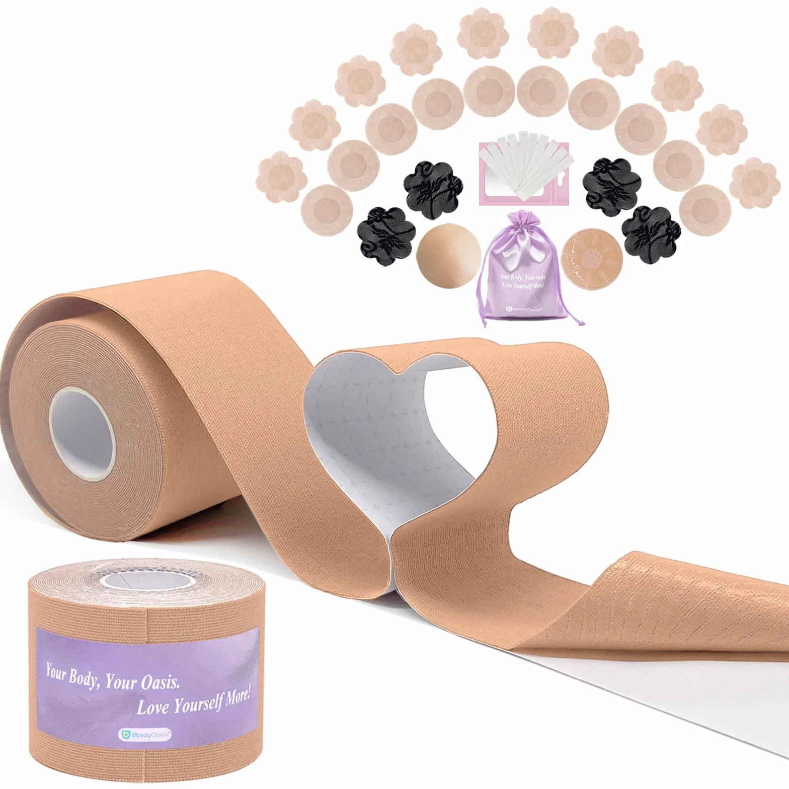 Boob Tape Set - Boobytape for Breast Lift and Nipple Covers for Women - Instant Lifting Boobytape for Breast Lift Plus Size and Good Lines Boobytape