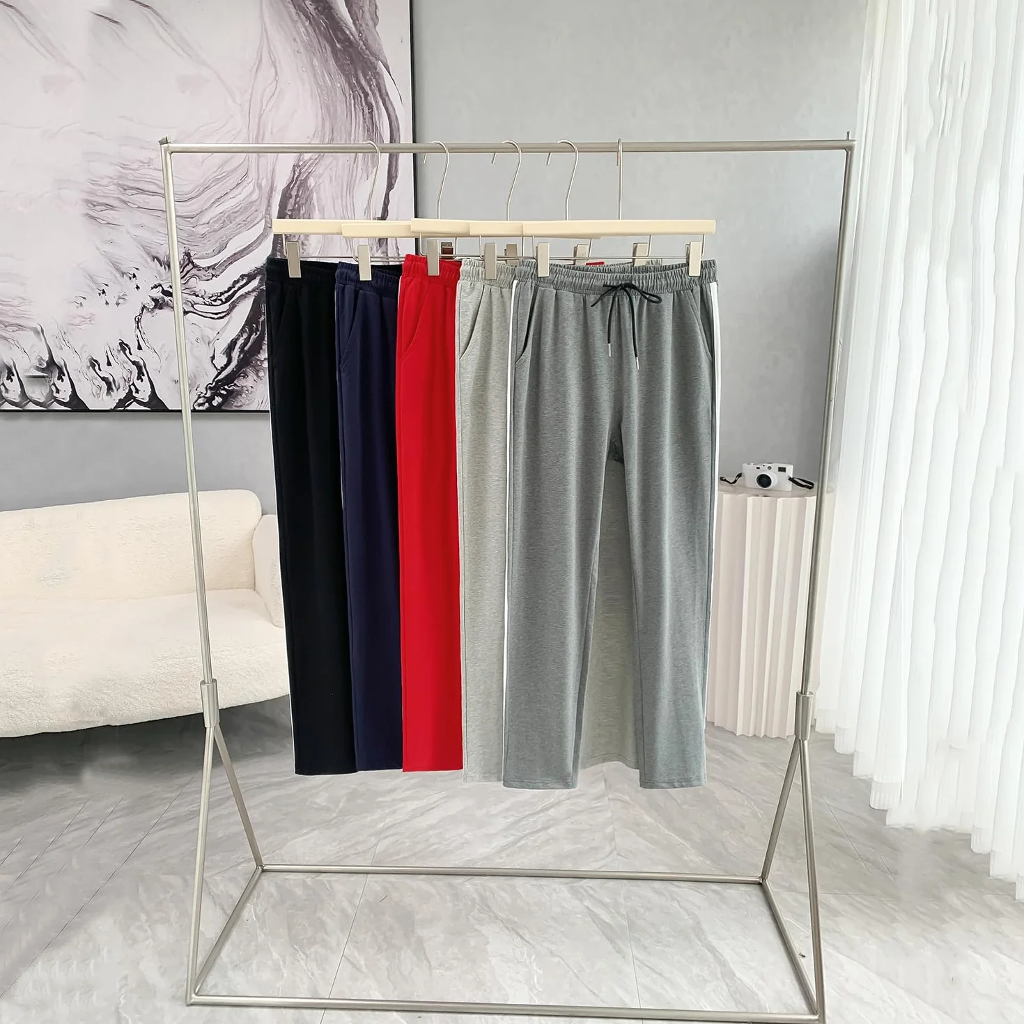 Spodnie do Joggingu Damskie Bawełniane Spodnie Sportowe z Paskami Dres Treningowy Spodnie Treningowe z Kieszeniami Spodnie do Biegania Spodnie Rekreacyjne