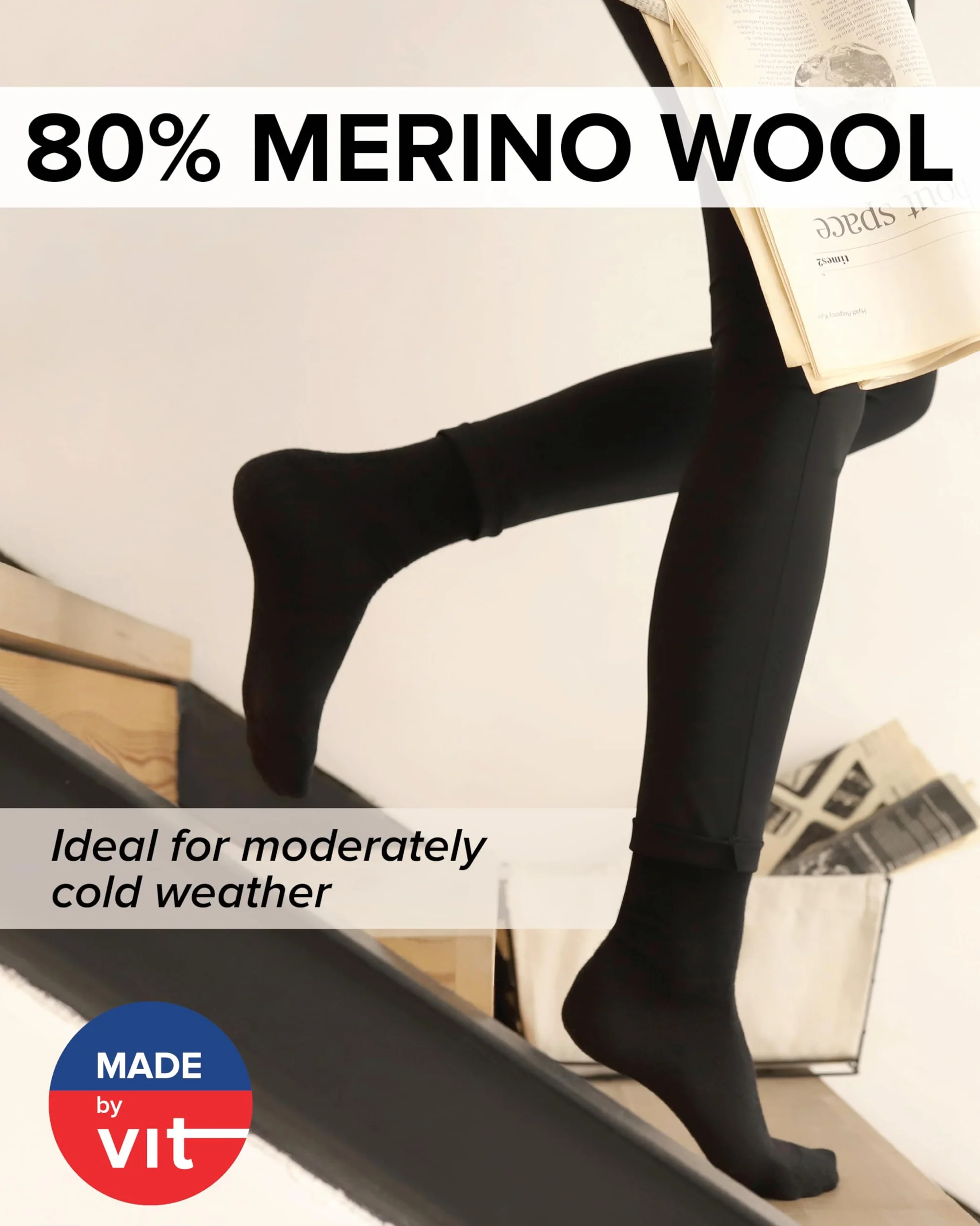 VITSOCKS Skarpetki z WEŁNY MERINO 80% Ciepłe Damskie (3 PARY) Oddychające Miękkie