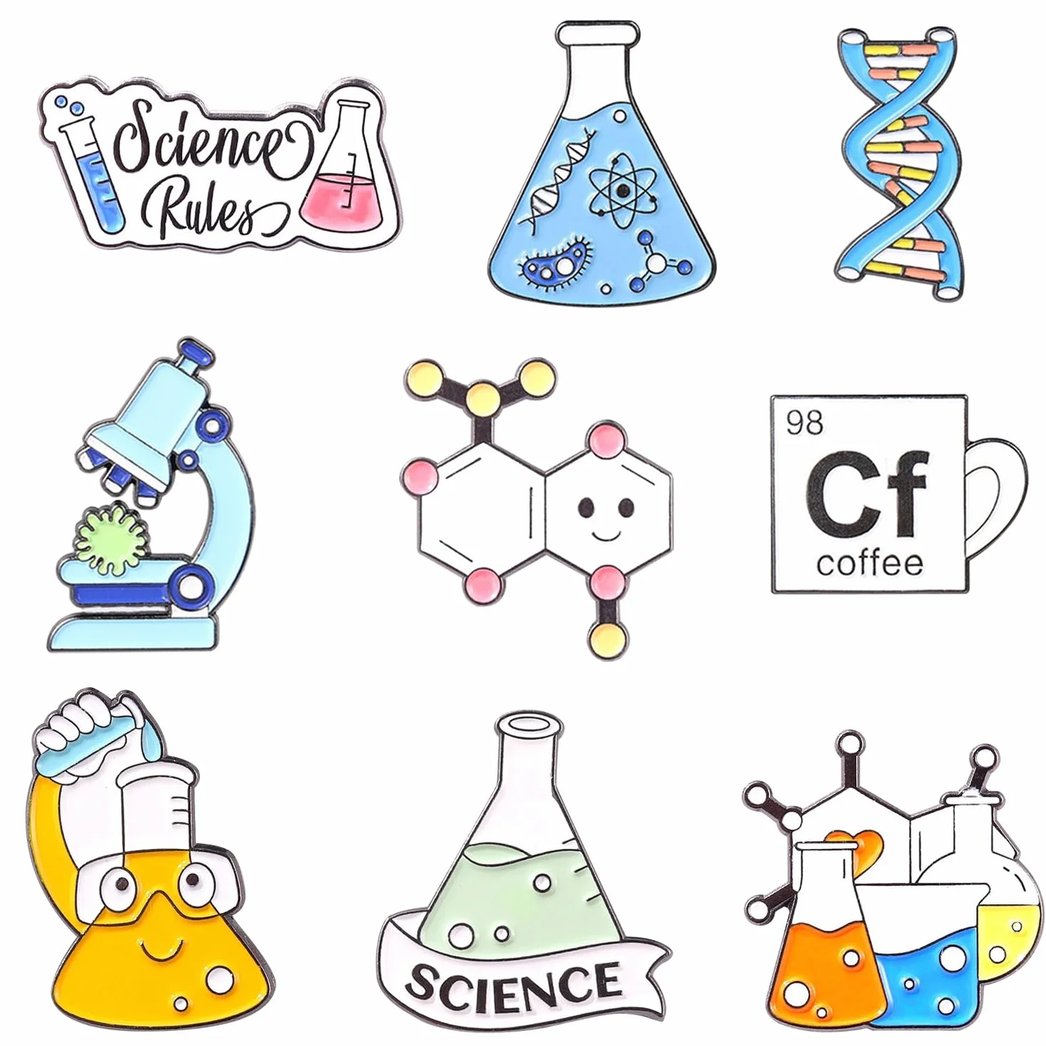 Elementy chemiczne - kreatywne spersonalizowane metalowe broszki z kreskówek dekoracyjne prezent