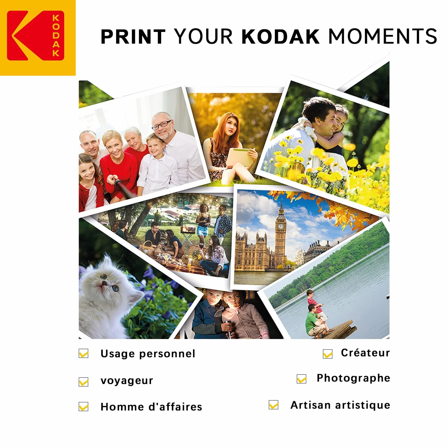 Kodak 9891161 Arkusz Fotograficzny, Biały, 100 Sztuk