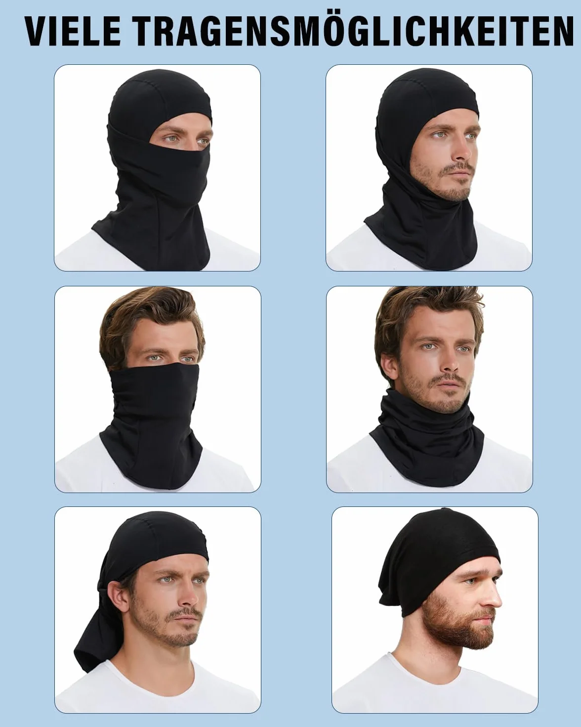 BAONUOR Balaclava zimowa kominiarka na rower, motocykl, narty, dla kobiet i mężczyzn, czarna, czarny, Rozmiar uniwersalny