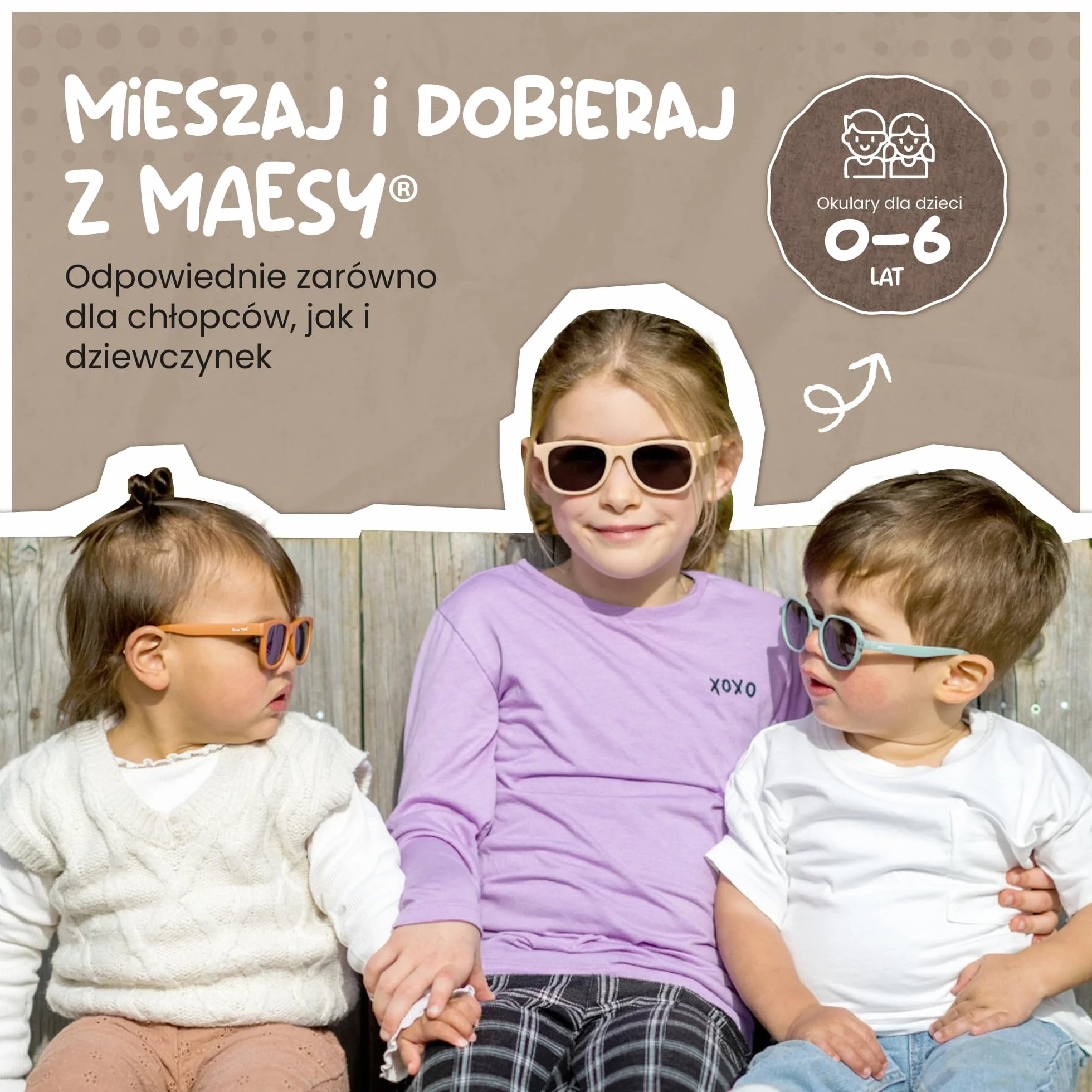 dziecięce okulary przeciwsłoneczne Faela - 3-6 lat - elastyczne, wyginane - ochrona UV400 z polaryzacją - maluchy i przedszkolaki - chłopcy i dziewczynki - okrągłe