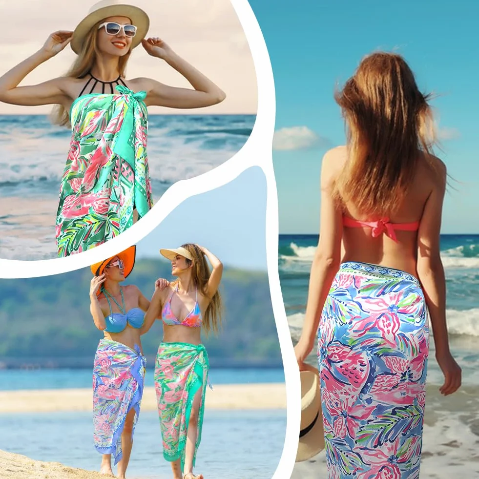 Pareo kobiety morskie, 180 x 90 cm, duże okrycia i kwiatowy parei szyfon, pareo plaża, imitacja jedwabiu sarong gładkie morze dla kobiet, plaża, podróże, basen, plaża
