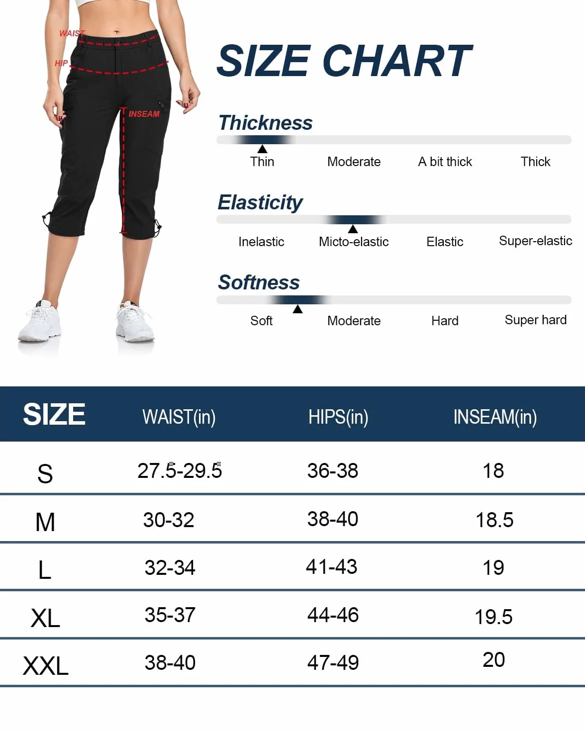 GymBrave Damskie spodnie cargo szybkoschnące outdoorowe kemping Capris wodoodporne UPF 50 z kieszeniami na zamek błyskawiczny