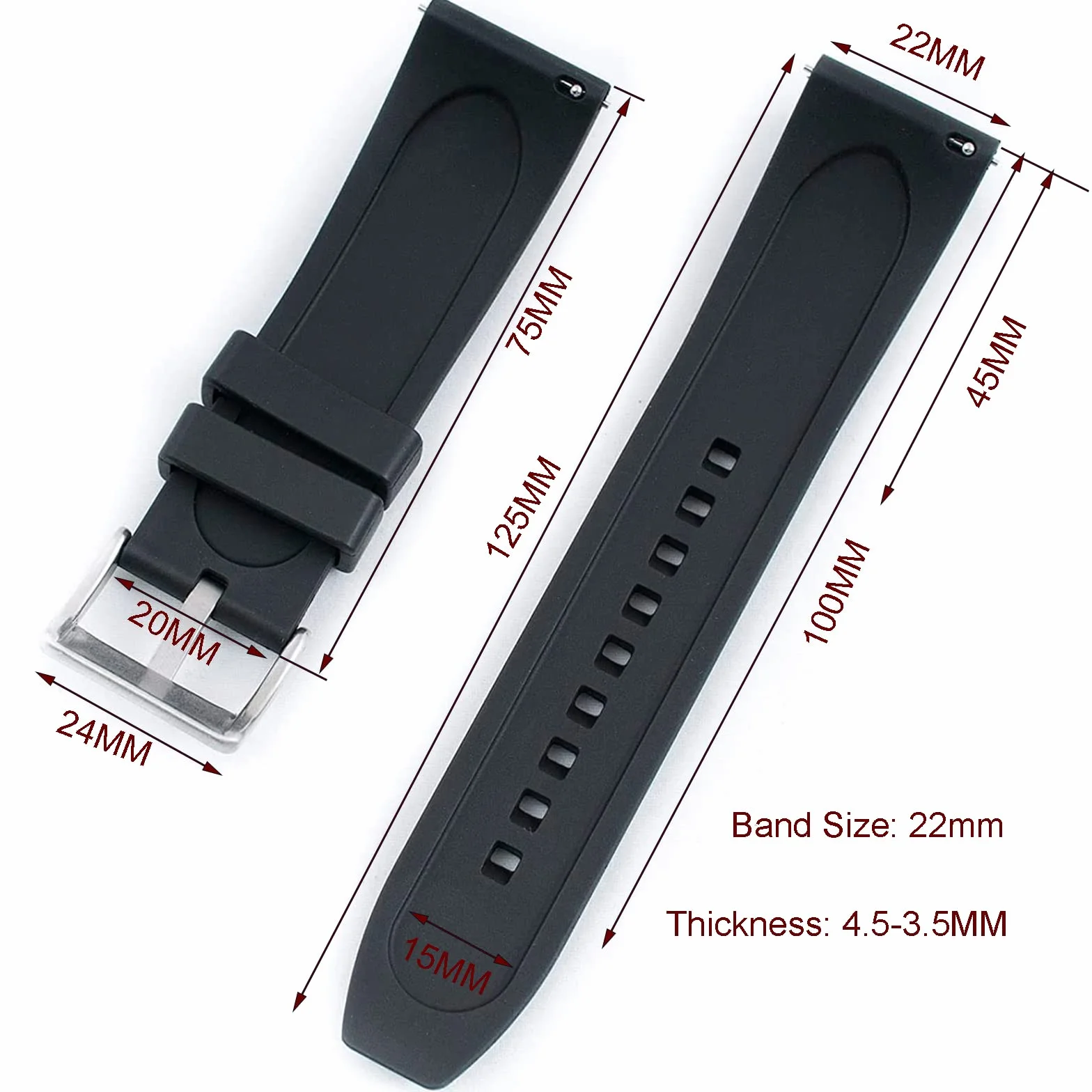 Pasek do zegarka Quick Release Fluorubber 19 mm 20 mm 21 mm 22 mm miękki trwały uniwersalny gumowy pasek zastępczy FKM dla mężczyzn i kobiet