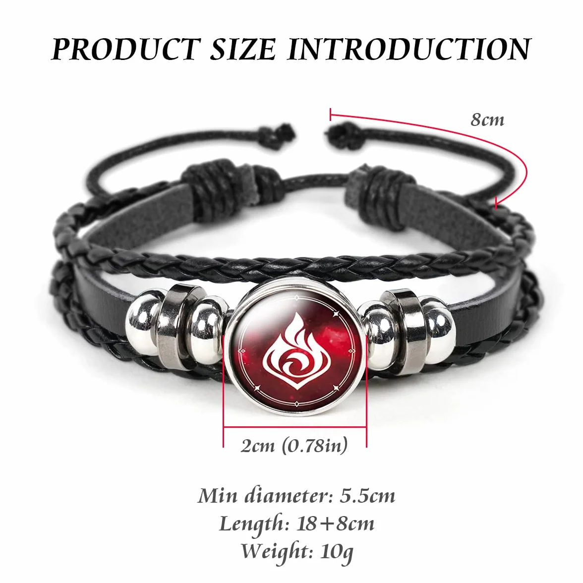 Aucuu Genshin Impact bransoletka unisex, peryferyjny element gry, regulowana, świecąca bransoletka, bransoletka do zabawy, prezent (1 bransoletka + 7 sztuk zapasowych koralików)