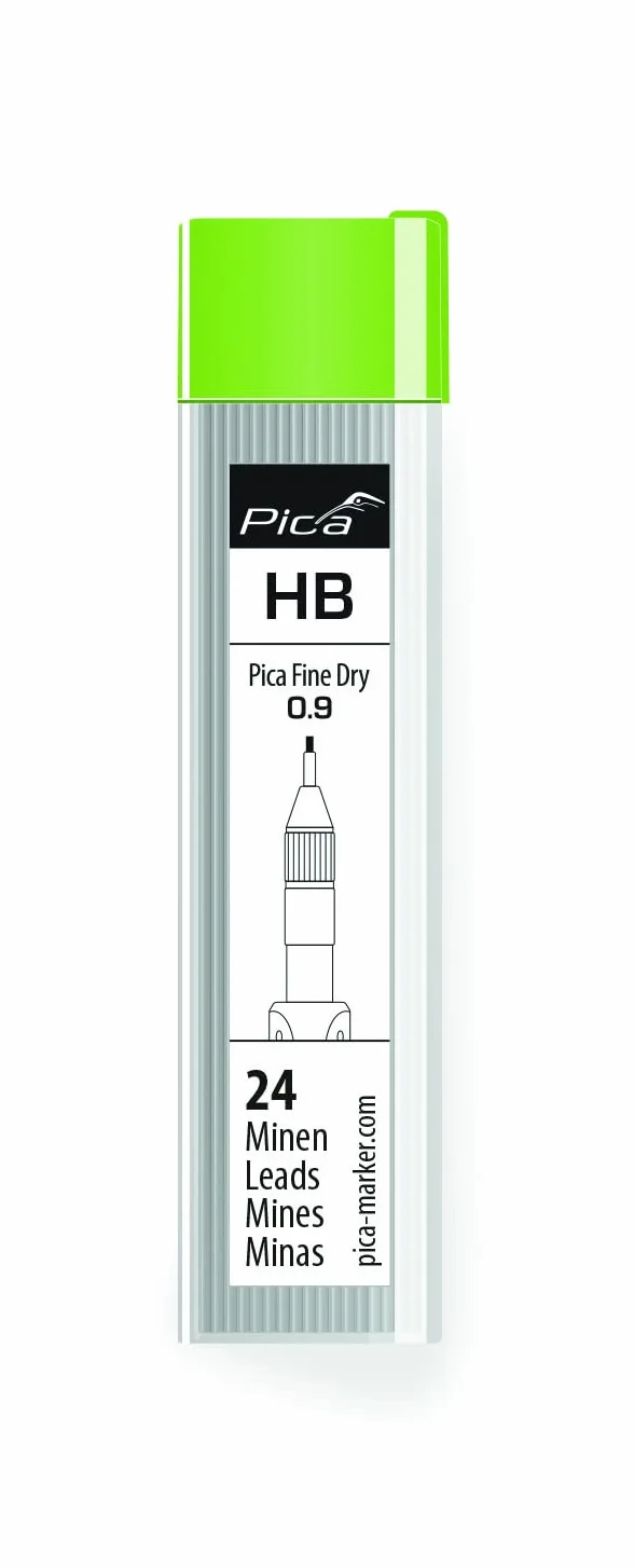 Wymienne wkłady Ø 0,9 mm, twardość HB do ołówka Pica 7070, 24 szt., Fine Dry Pica 7050