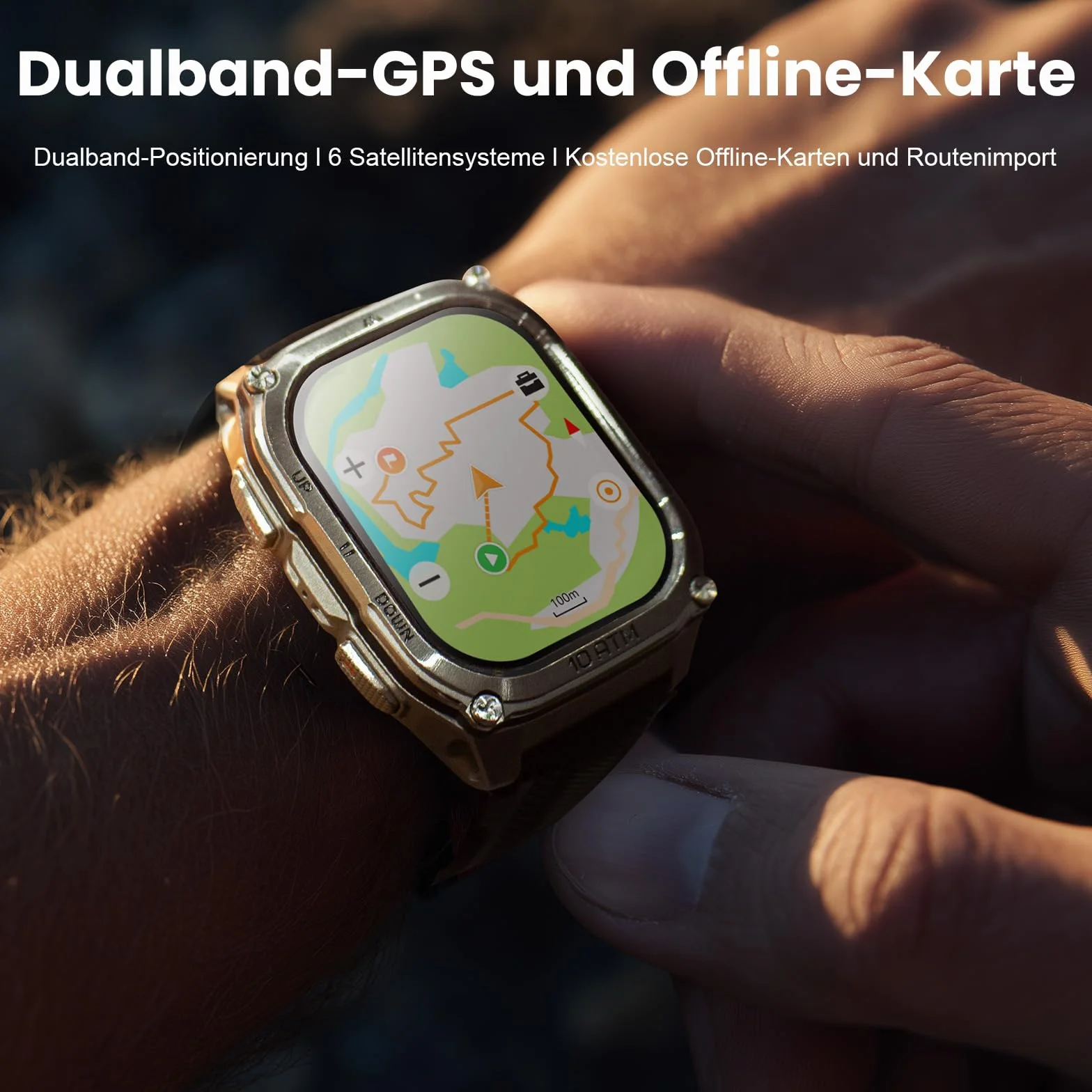 KOSPET Tank M4 Smartwatch męski, pełna stal nierdzewna, 6 satelitów i map offline, 10 atm nurkowy 45 m, bateria 50 dni, połączenia Bluetooth, monitor zdrowia 24/7,1,96" AMOLED, Android i iOS (czarny