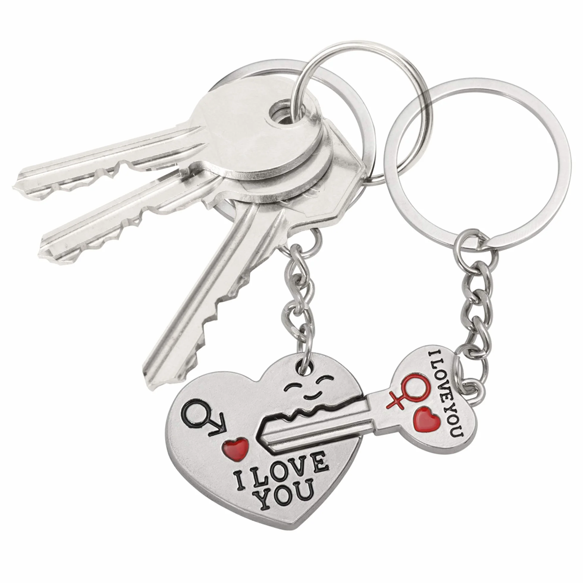 TRIXES Para breloczków walentynkowych, „I Love You” serce, dla par, urocze prezenty dla chłopaka, dziewczyny, dla niego, niej, prezent dla męża, żony