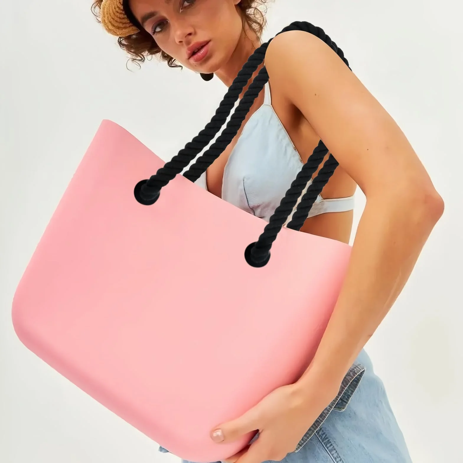 Uchwyty do torebek O Bag, 2 sztuki, uchwyty do torebki plażowej, klasyczne paski do torebki, uchwyty do torebki Obag, akcesoria, 70 cm, czarne