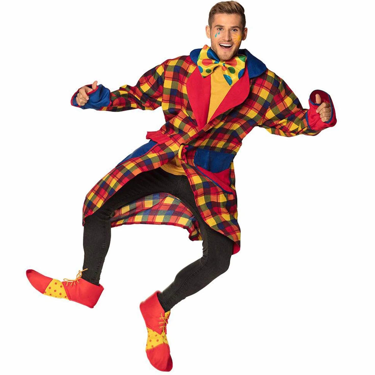 Boland 55519 – buty typu clown z materiału, 1 para, rozmiar uniwersalny dla dorosłych, żółto-czerwone, ochraniacze na buty, akcesoria na karnawał, ostatki, Halloween, impreza tematyczna