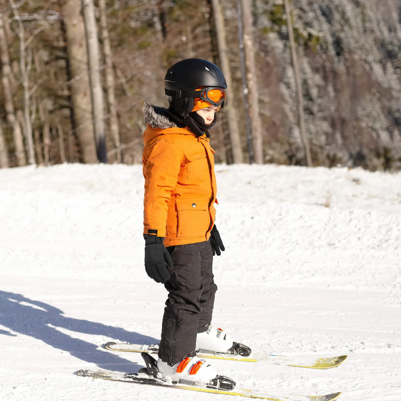 QKURT Dziecięce rękawice narciarskie, wodoodporne rękawice śniegowe, wiatroszczelne, ciepłe rękawiczki zimowe do sanek, snowboardu, jazdy na nartach, jazdy na deskorolce, dla chłopców i dziewczynek,