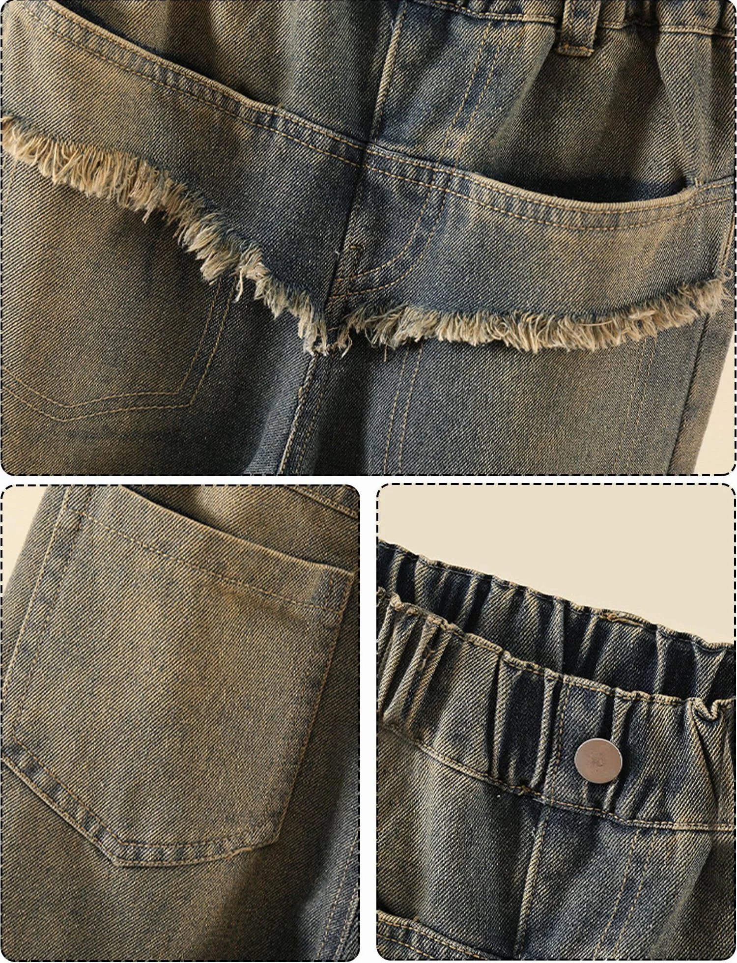 Happy Cherry Baggy Wide Leg Jeans dla dziewcząt, spodnie cargo, nastolatki, vintage, Y2k, dżinsy chłopięce, 120-170 cm