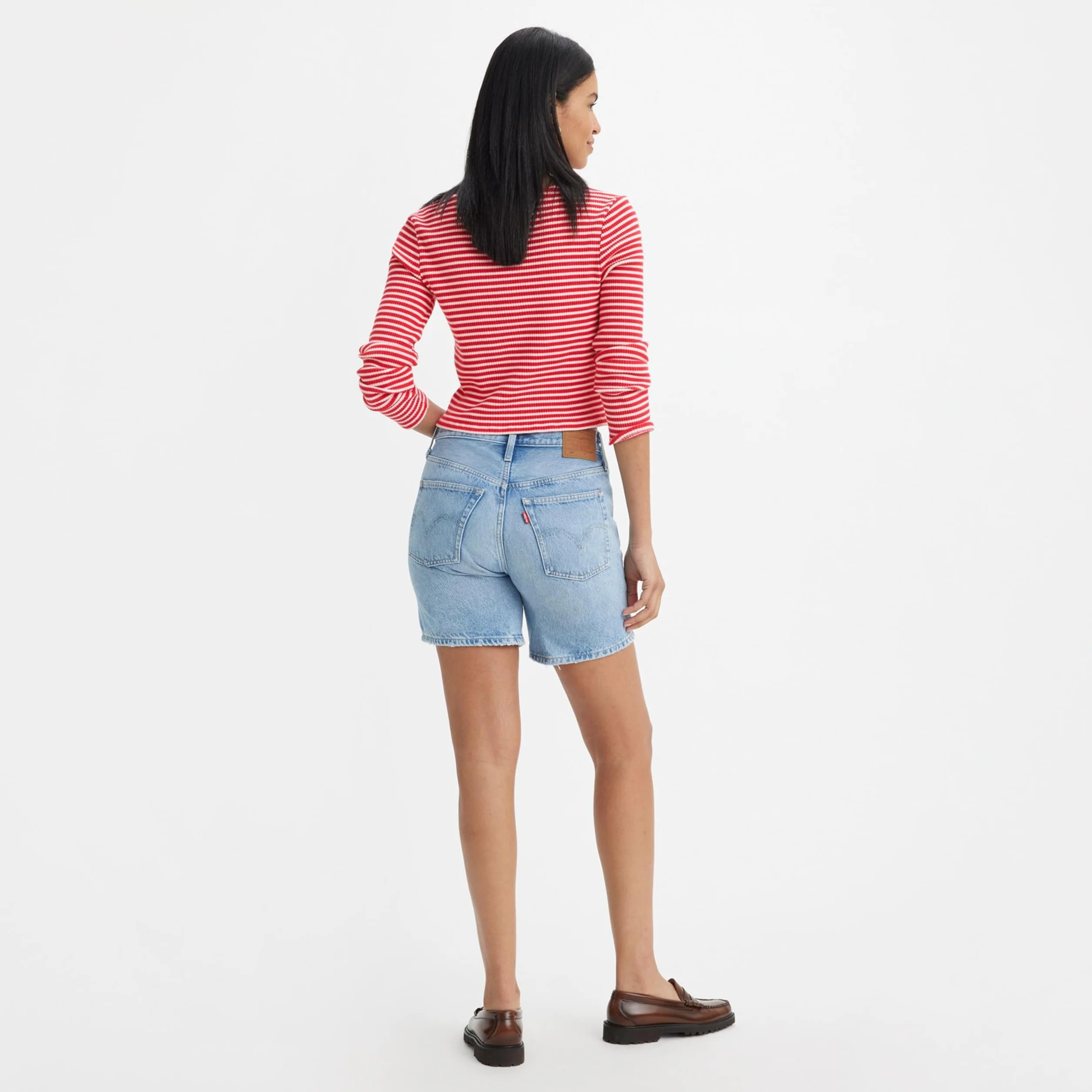 Levi's 501 Mid Thigh Shorts - 501 Mid THIGH SHORT MED INDIGO - WORN IN Kobiety