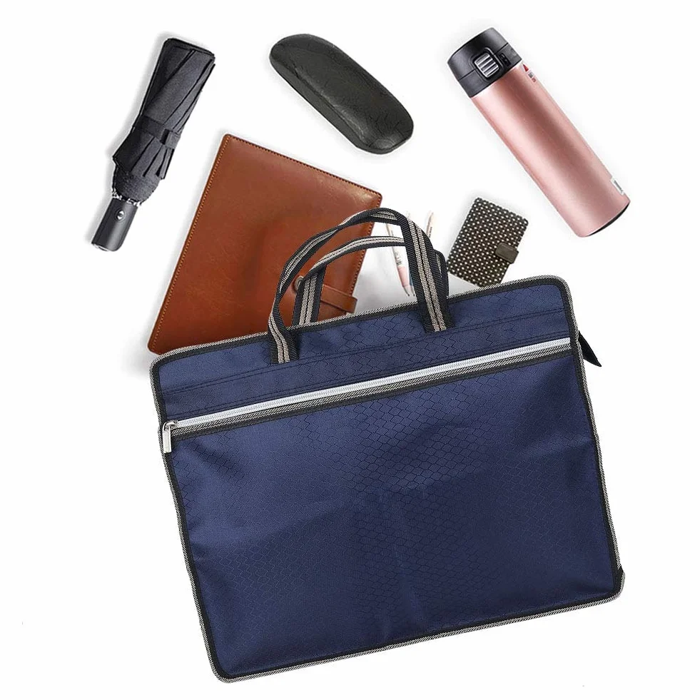 Zapinana na Zamek Torba na Dokumenty Biznesowa Portable Water Oxford Cloth Teczka Torebka Niebieski