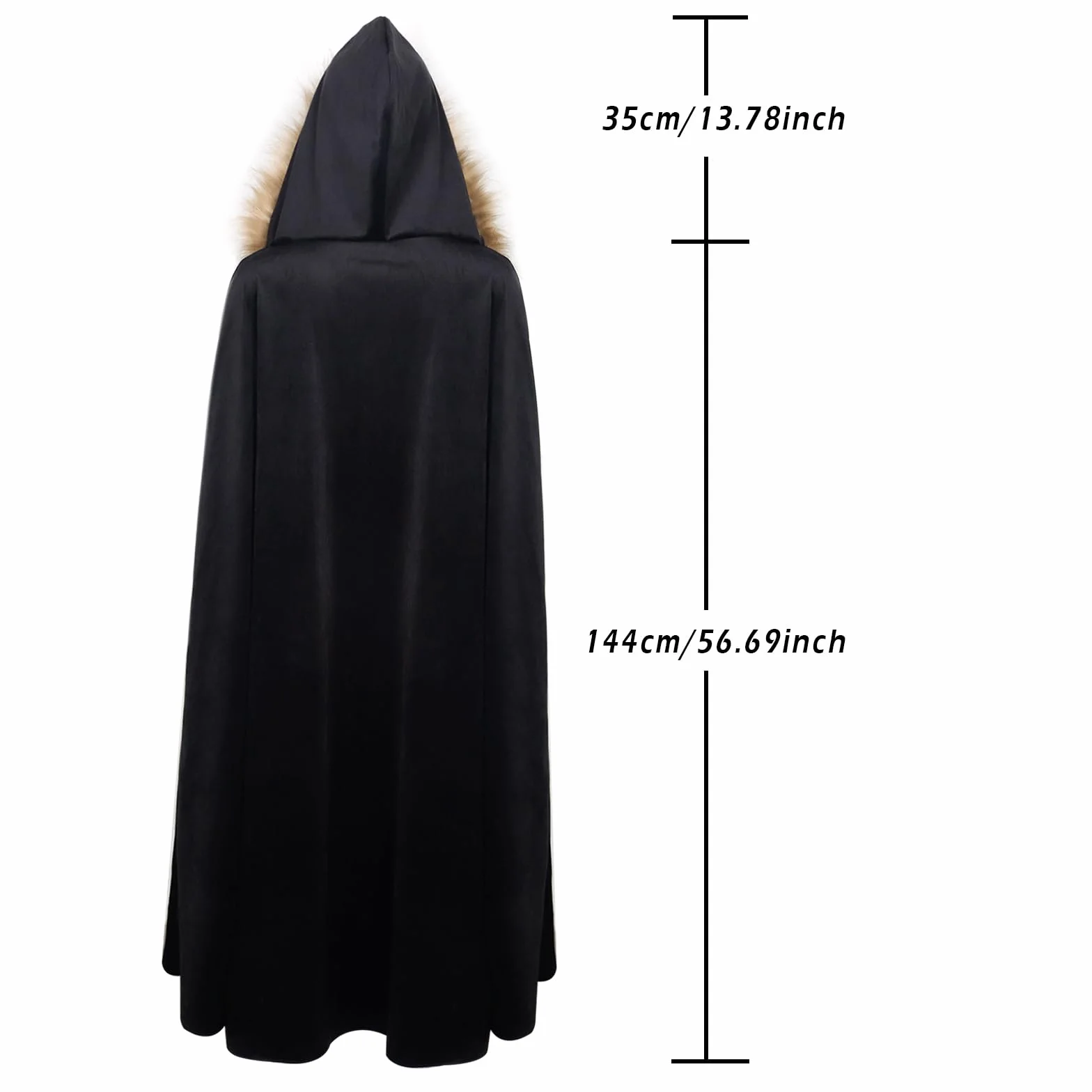 keland Peleryna z futra wikingów, aksamitna, średniowieczna peleryna z kapturem, na Halloween (czar