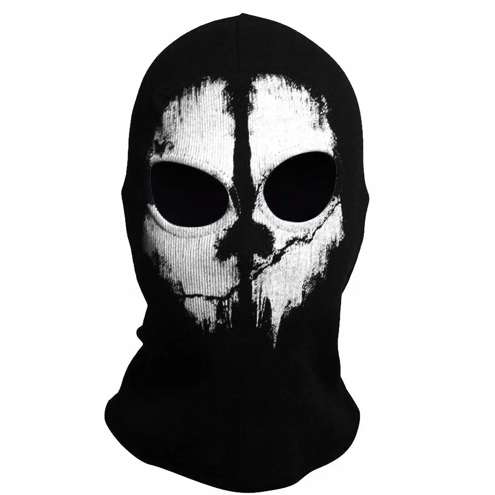 TRIXES Maska ducha - Kominiarka dla mężczyzn i kobiet - Wiatroszczelna ocieplacz na całą twarz, horror, narciarstwo, cosplay, Airsoft, motocykl, deskorolka, paintball, jeden rozmiar, czarna