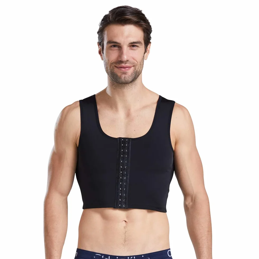 BaronHong Men's Body Shaper Chest Binder Płaska kompresja 3 rzędy zapięcie biust gorset kamizelki