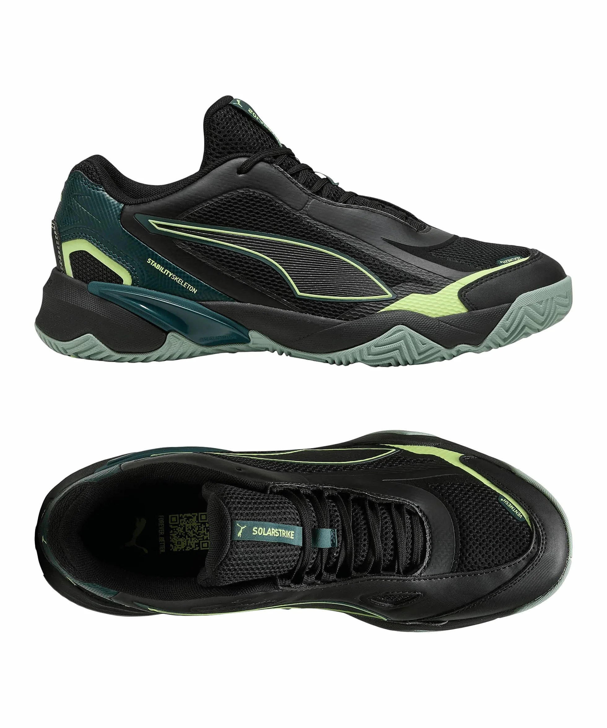 PUMA Unisex Solarstrike 4 buty halowe, Puma Czarny zielony teren gazowany lekki lekki mech, 45 EU