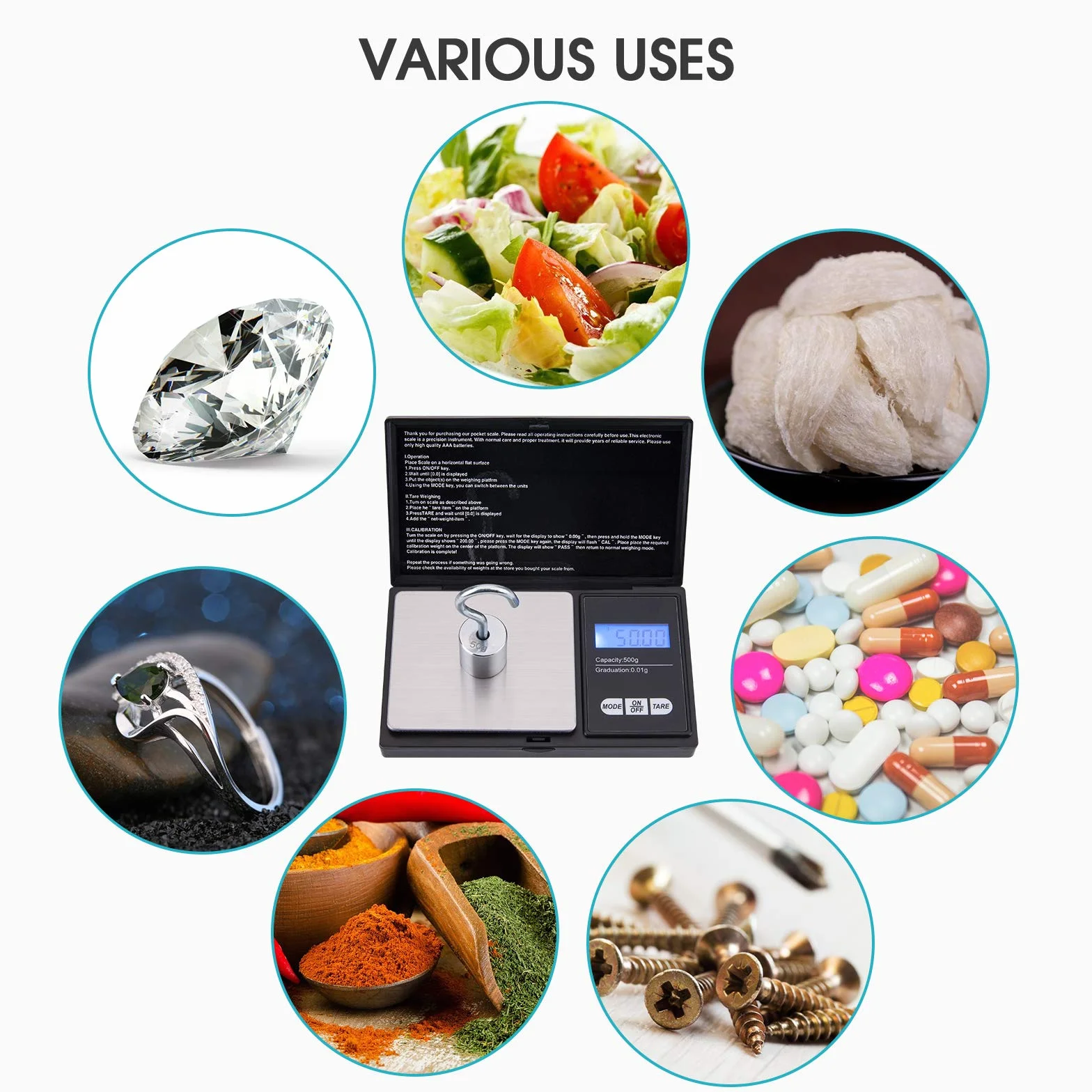 mafiti cyfrowa waga kieszonkowa, 500 g / 0,01 g, złota waga gramowa, z funkcją tary, 7 jednostek i wyświetlaczem LCD, bardzo precyzyjna waga cyfrowa do tabletów, biżuterii, monet