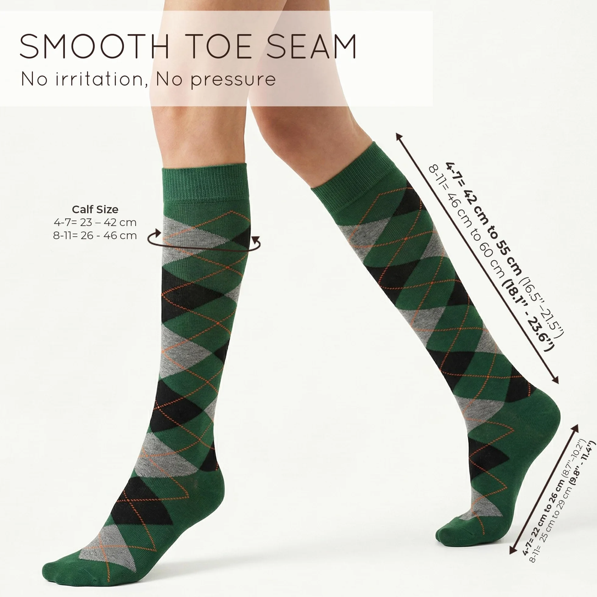 Mysocks podkolanówki dla kobiet i mężczyzn - oddychająca, czesana bawełna, bezszwowe palce, argyle, unisex, długie skarpetki - codzienne skarpetki golfowe do kolan
