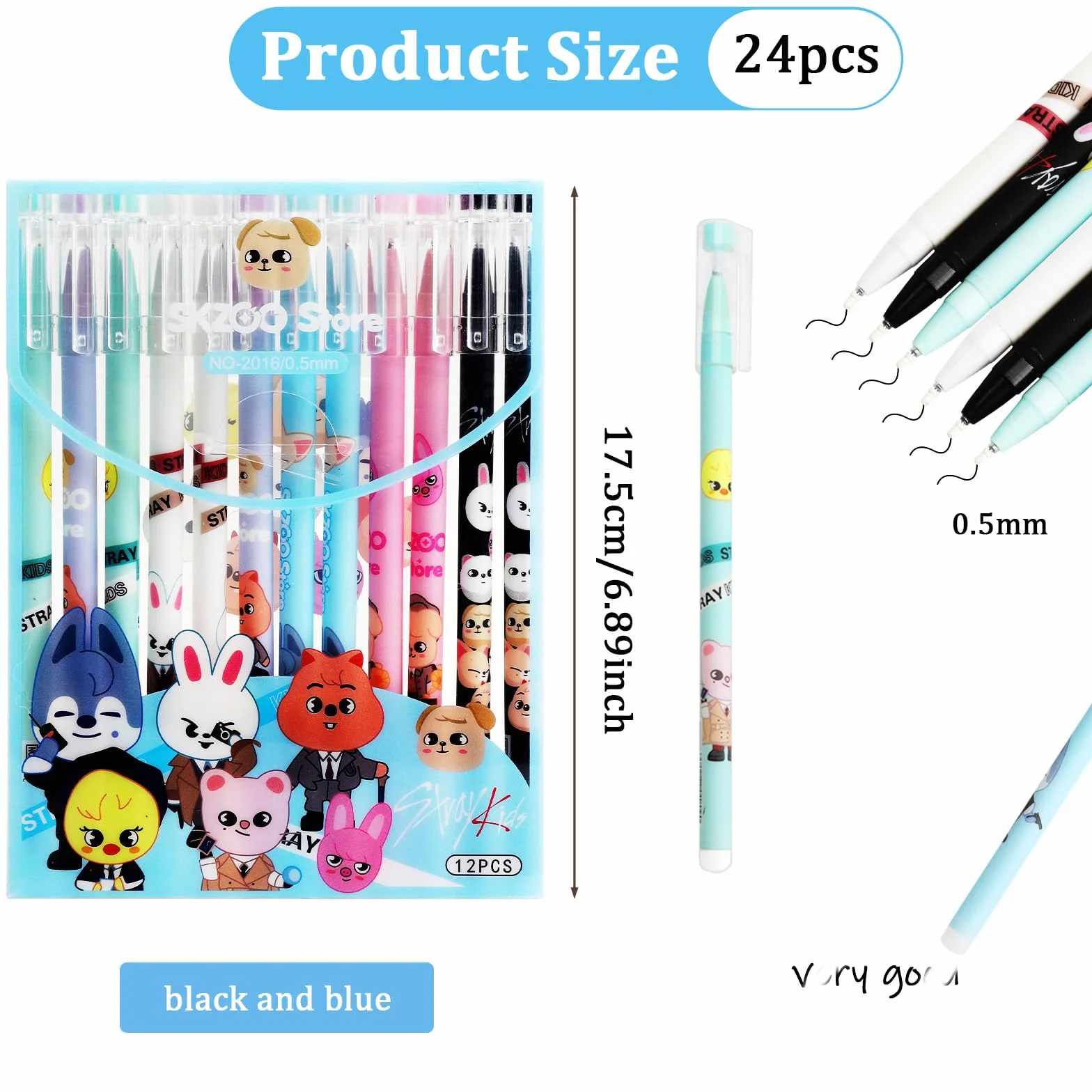 HENGBIRD Stray Kids Merch Stray Kids zestaw 24 długopisów – 6 różnych wzorów Skzoo
