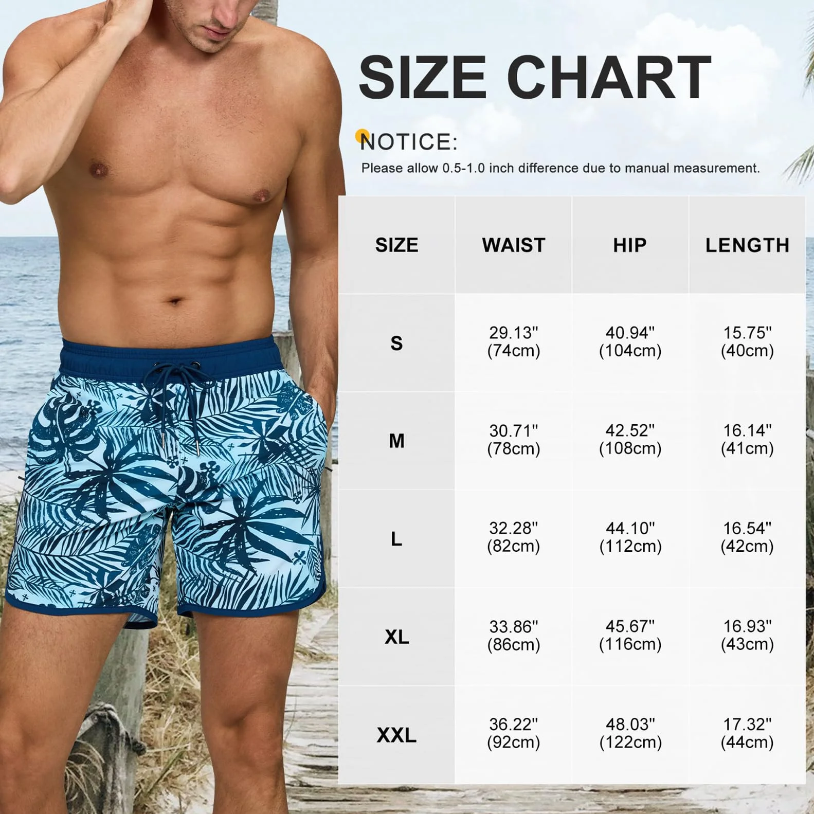 EDOTON Kąpielówki dla mężczyzn, szybkoschnące, plażowe, z regulowanymi kieszeniami, jednokolorowe, z nadrukiem, S-XXL