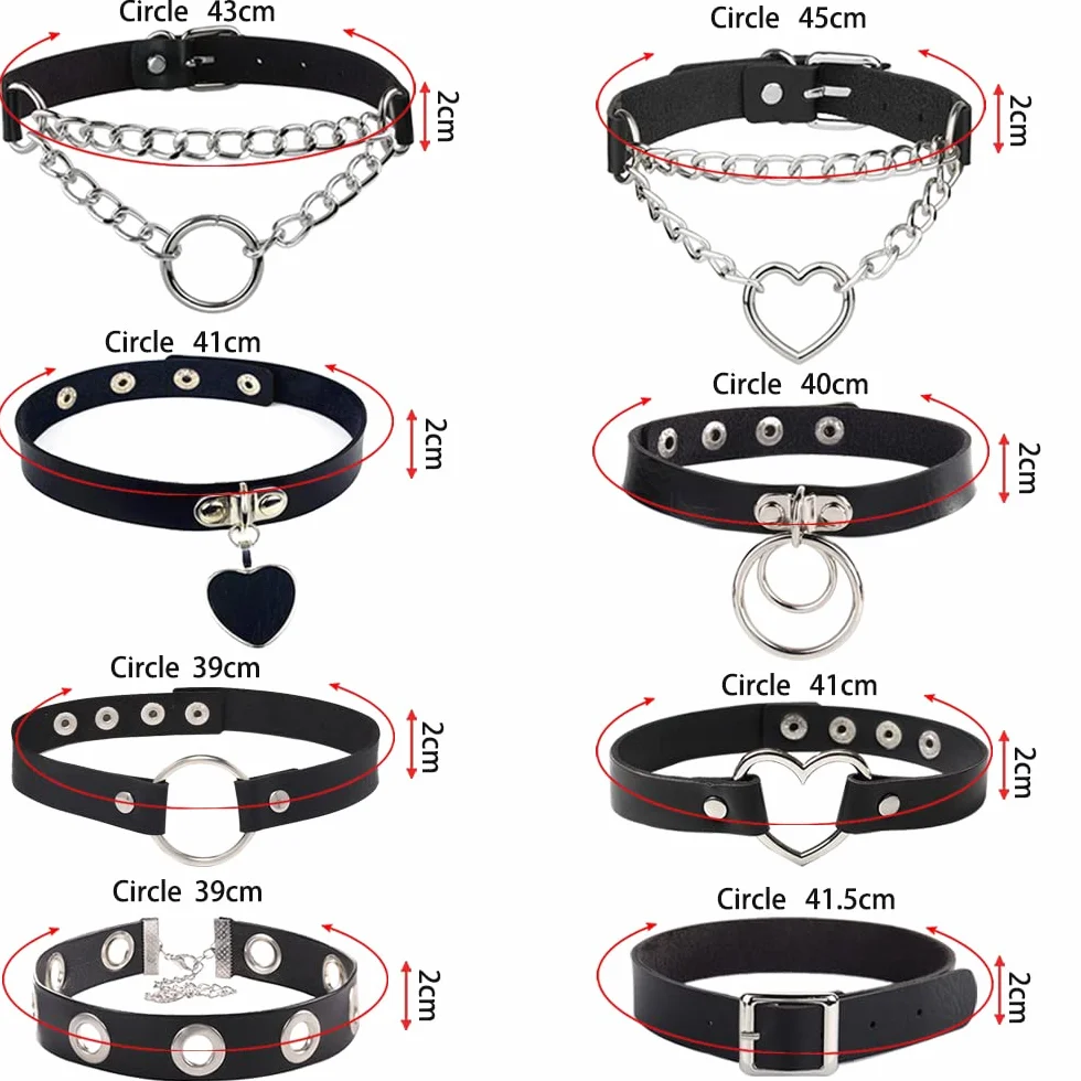 HIQE-FL skórzany choker, gotyckie nity, obroża gotycka, choker gotycki na szyję, punkowa skórzana obroża, Metal