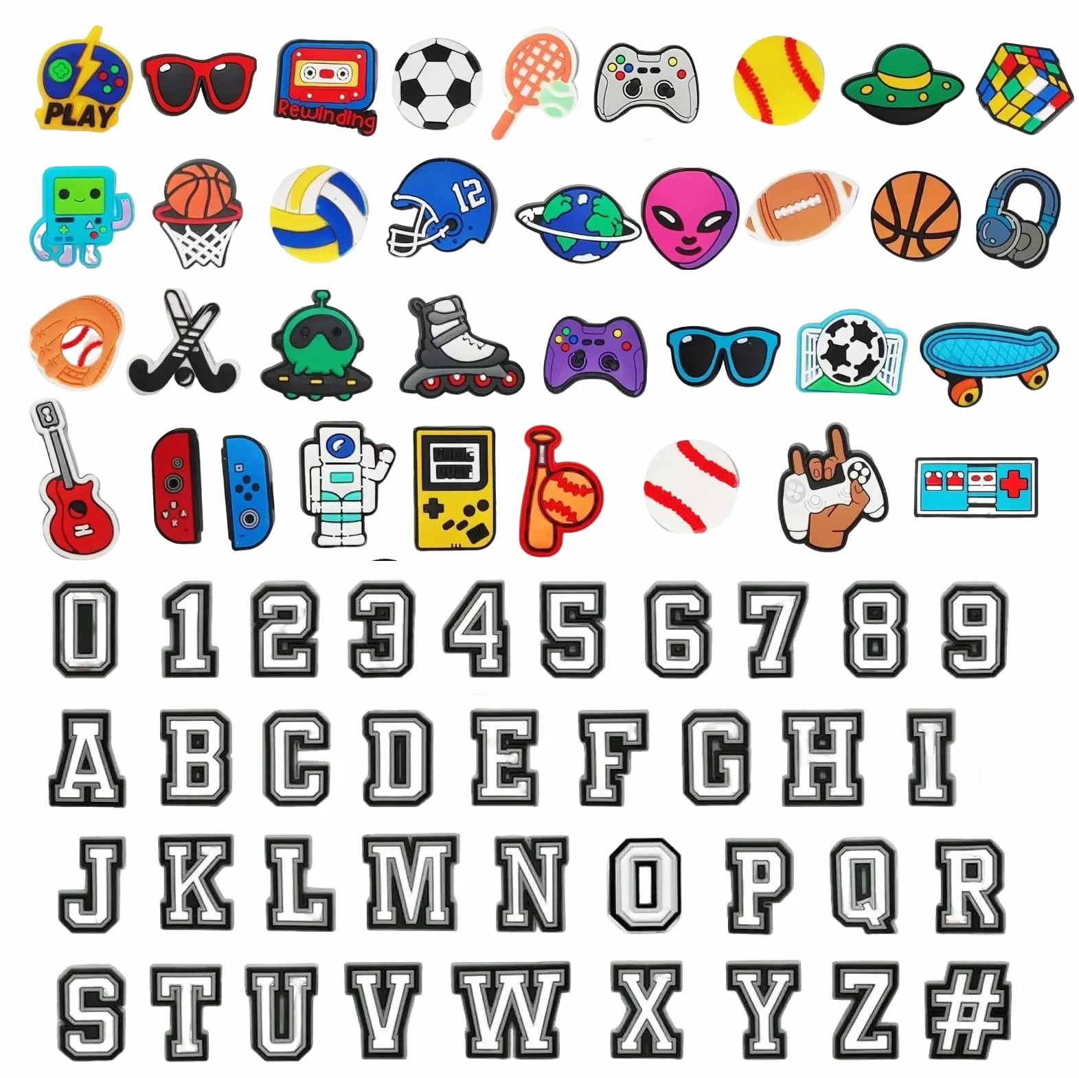 Obuwie charms litery alfabet A-Z cyfry 0-9, 70 sztuk, litery, przypinki, szpilki sportowe, dla chłopców, akcesoria do butów, charmsy, naklejki dla dziewcząt i kobiet