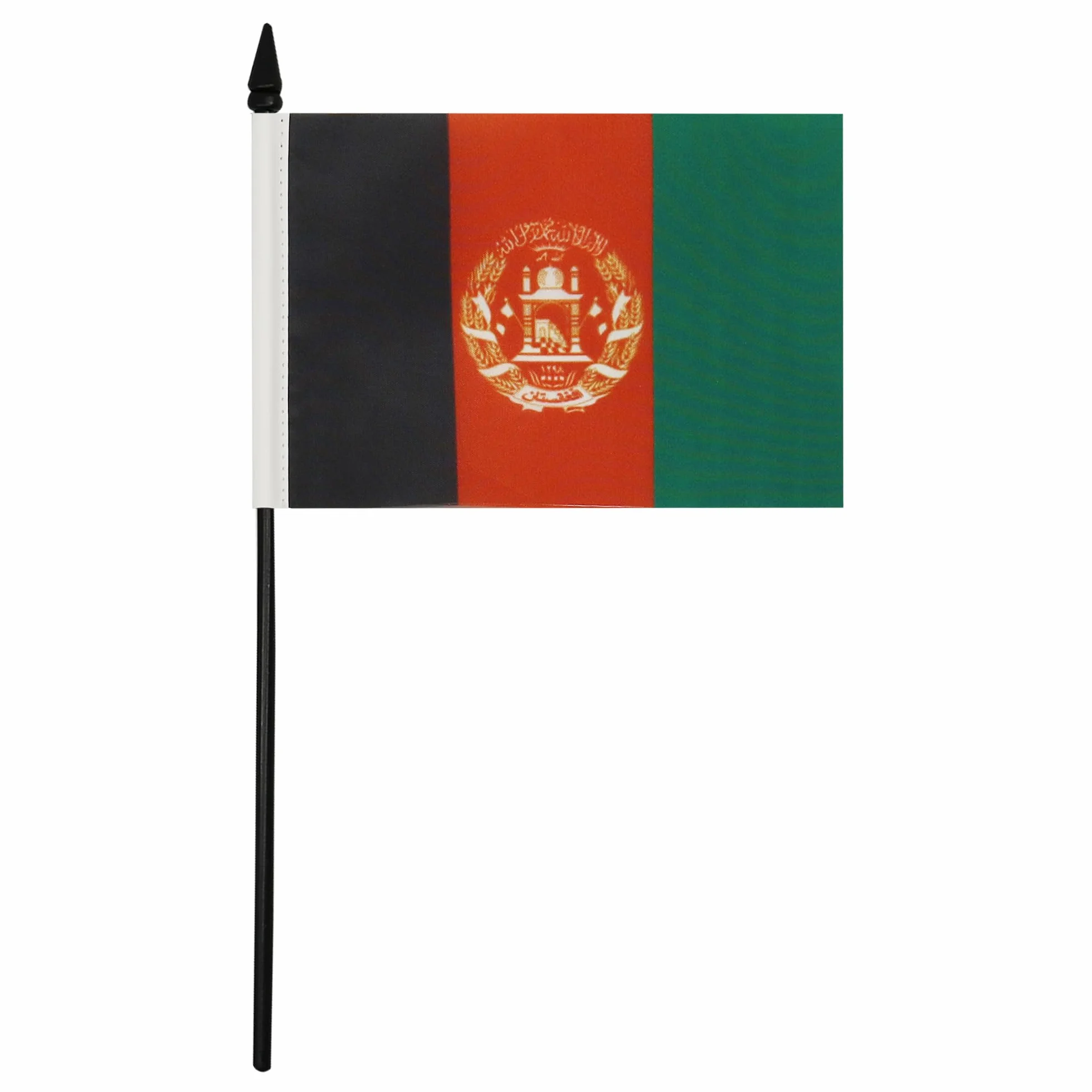 Drapeau de Table Afghanistan Socle Hampe Plastique, 15cm x 10cm, Noir