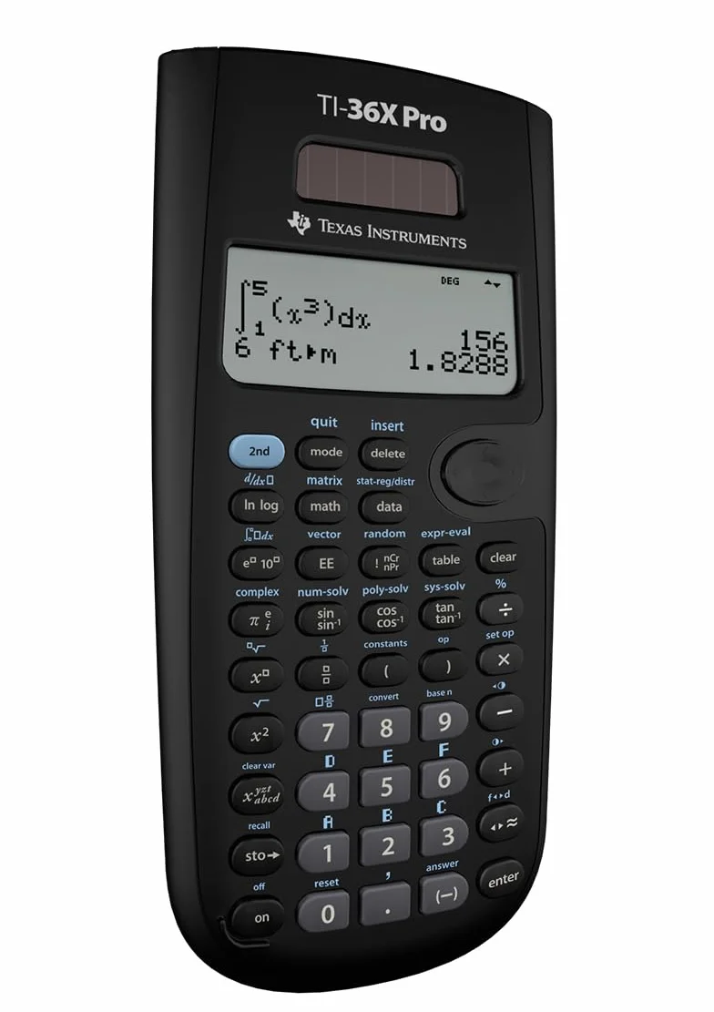 Texas Instruments TI-36X Pro kalkulator szkolny (4-liniowy), tylko z instrukcją i językiem francuskim, 36PRO/TBL/1L1, czarny