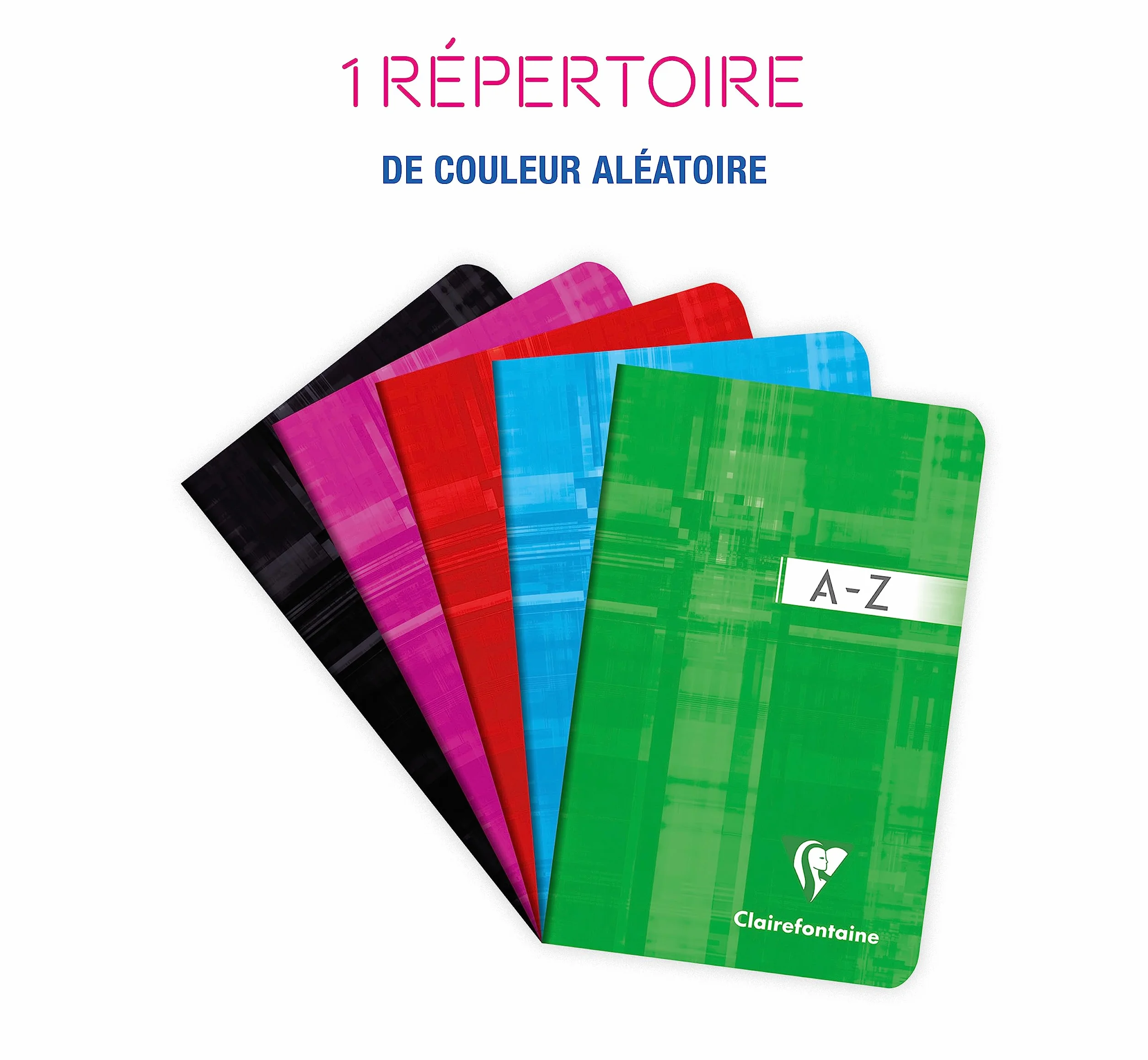 Clairefontaine 3599C Zszywany skorowidz alfabetyczny – Format: 9x14 cm – 96 stron w małą kratkę – Papier biały 90 g – Okładka kartonowa powlekana – Kolor losowy