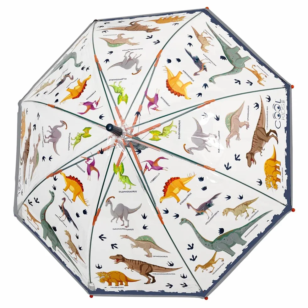 Parasol Dzieci 4 5 6 7 Lat Automatyczny - Wiatroodporny Odblaskowymi Detalami dla Chłopców - Długi Parasol Przezroczysty Solidny - Materiału POE Średnica 74 cm PERLETTI