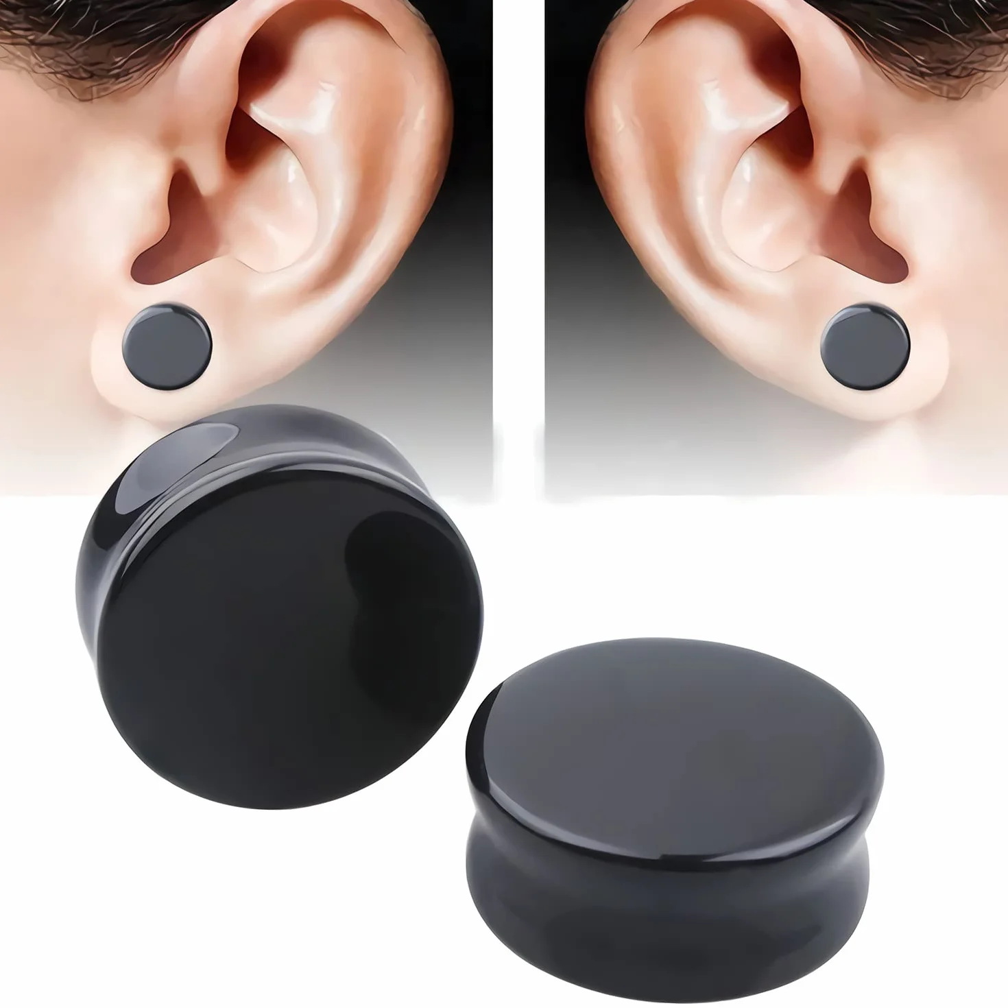 2 szt. Gauge Opal Zatyczki do uszu Piercing Zestaw Biżuterii Podwójne Flare Siodło Rozciąganie Gages Tunele Expander 5mm