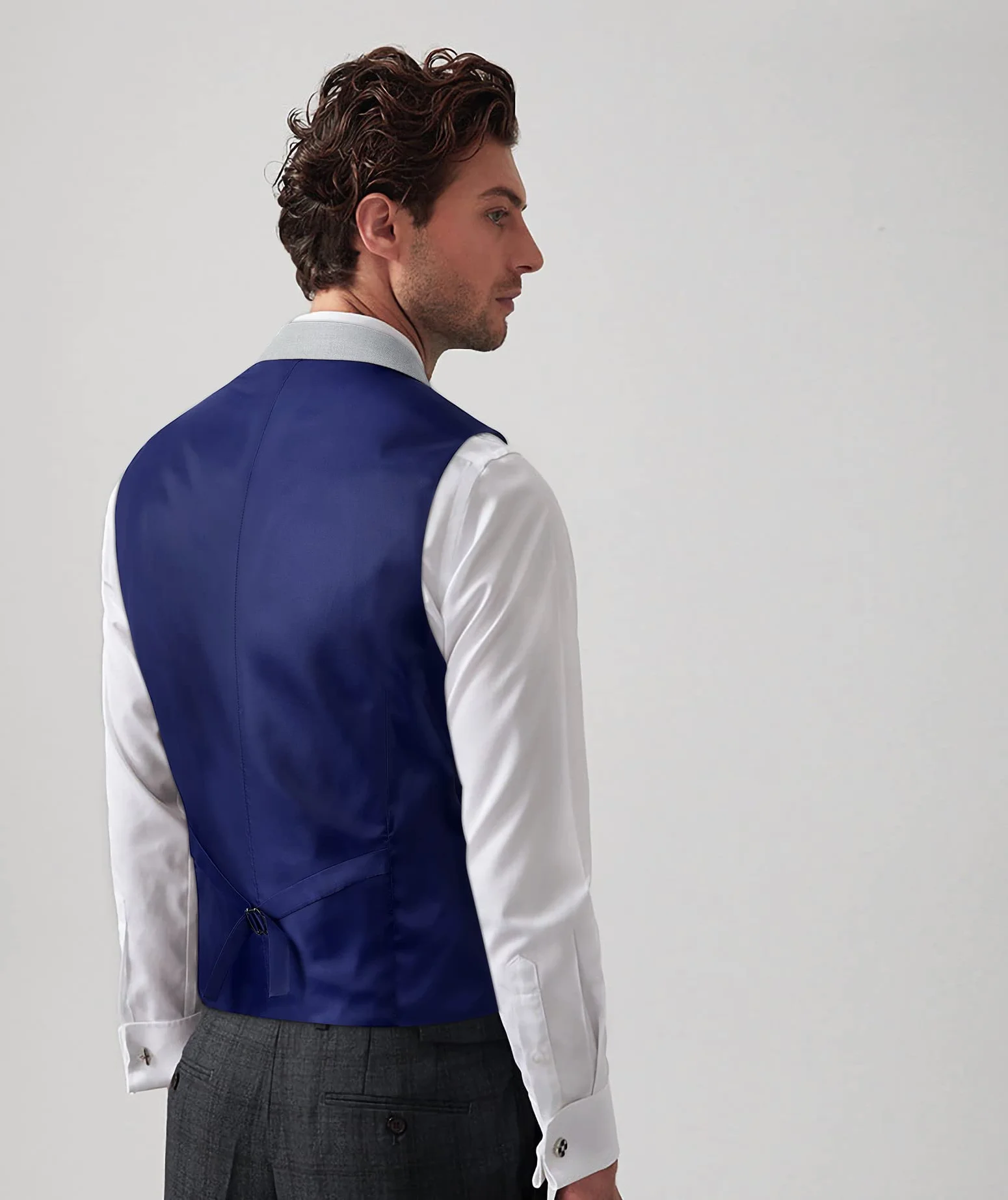 HISDERN Męska kamizelka bez rękawów, klasyczna kamizelka z formalnym klapą z 3 kieszeniami na Boże Narodzenie ślub, XS-4XL